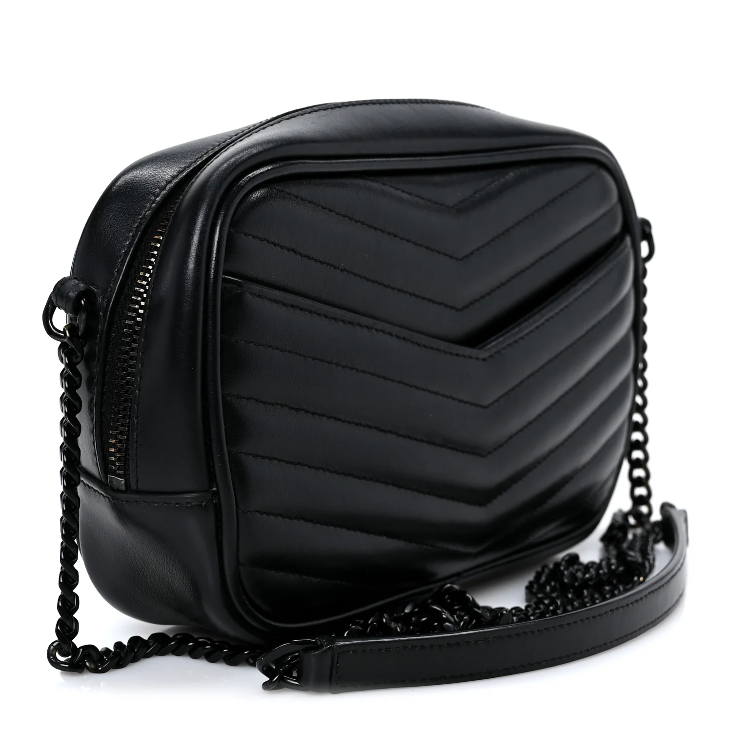 Calfskin Matelasse Monochrome Monogram Mini Lou Camera Bag Black