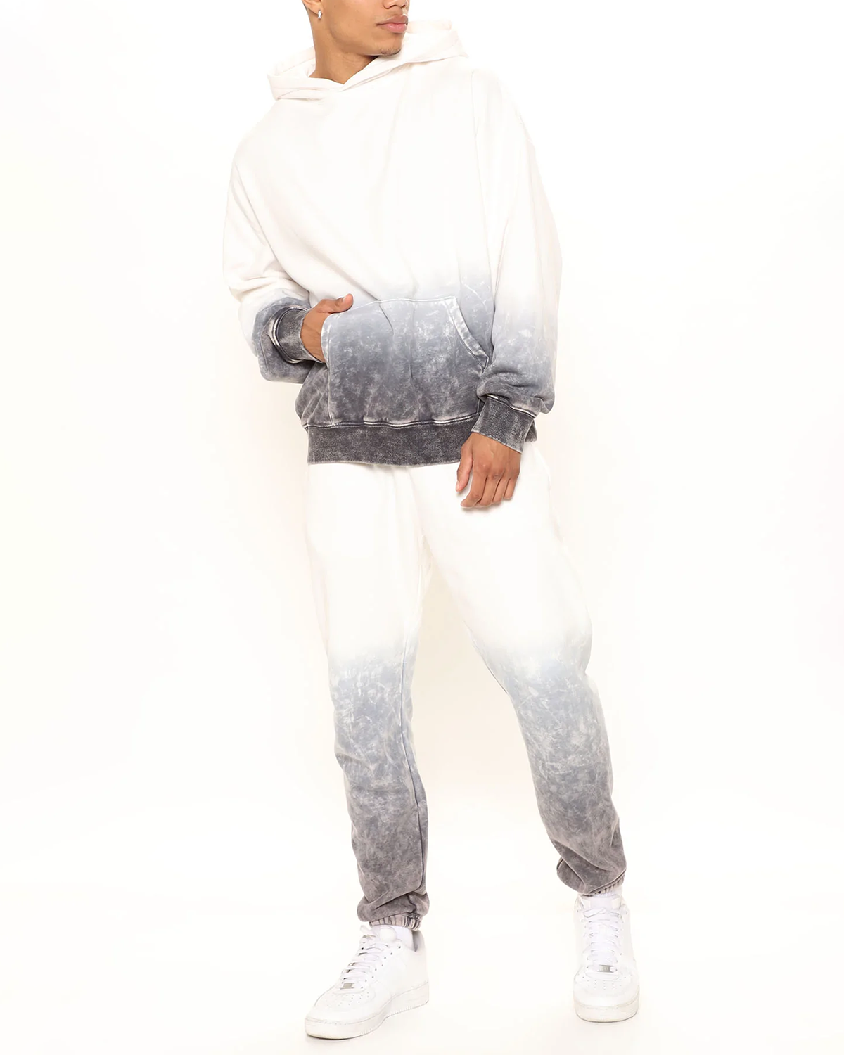 Ensemble de sweat à capuche pour homme avec imprimé tie-dye ombré