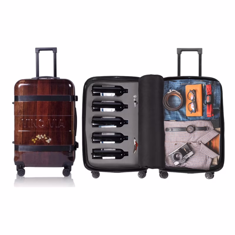 The Ten (10-Bottle) Wine Luggage, TSA Approved Anti-Theft Zipper, Lightweight Hard Shell Spinner Suitcase(10)