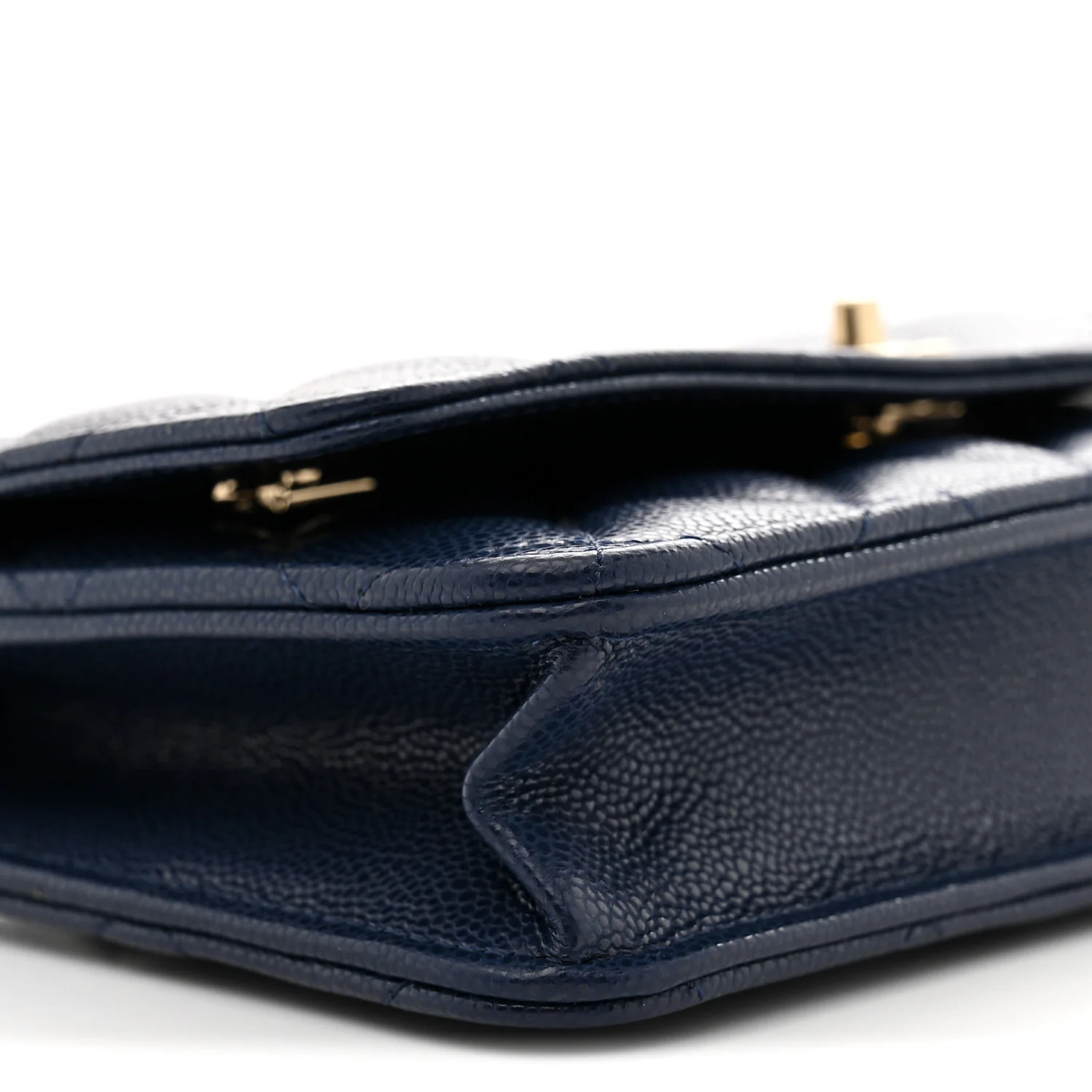 Caviar Quilted CC Turnlock Wallet On Chain WOC Navy Blue