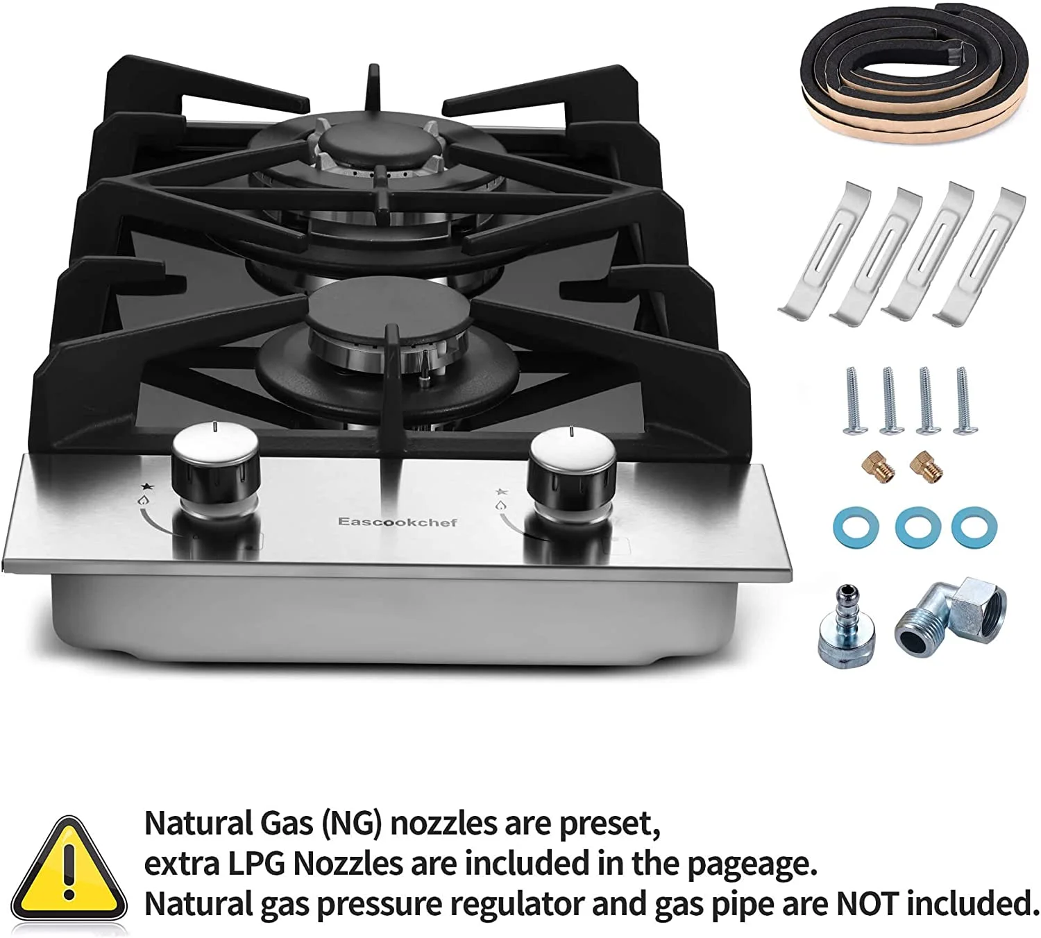 Gas Cooktop 12 inch Bulit-in Gas Stove Top 2 Burners NG/LPG Convertible Dual Burners - Image 6