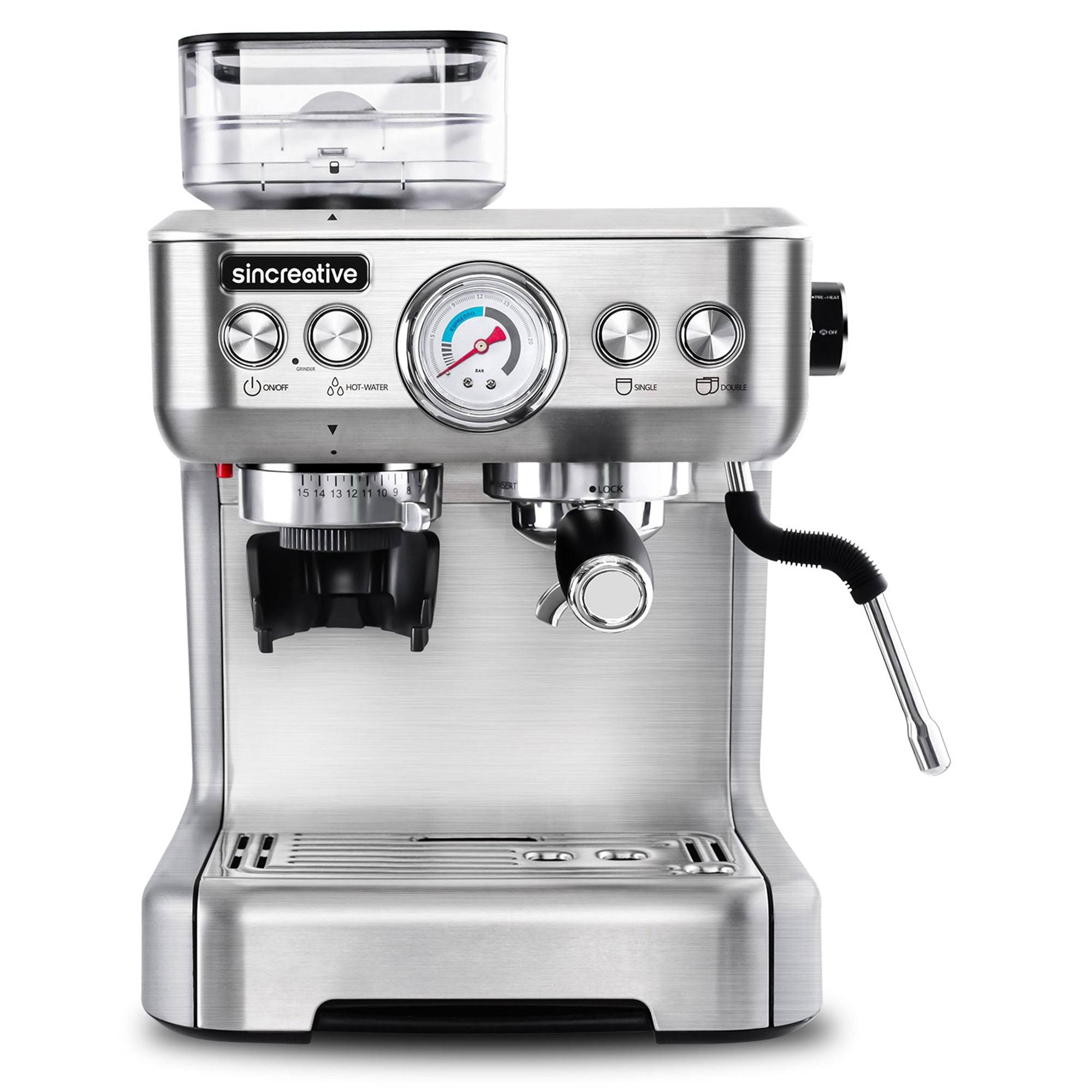 Sincreative CM5700 Espresso Machine and Coffee Maker with Grinder and Steam Wand