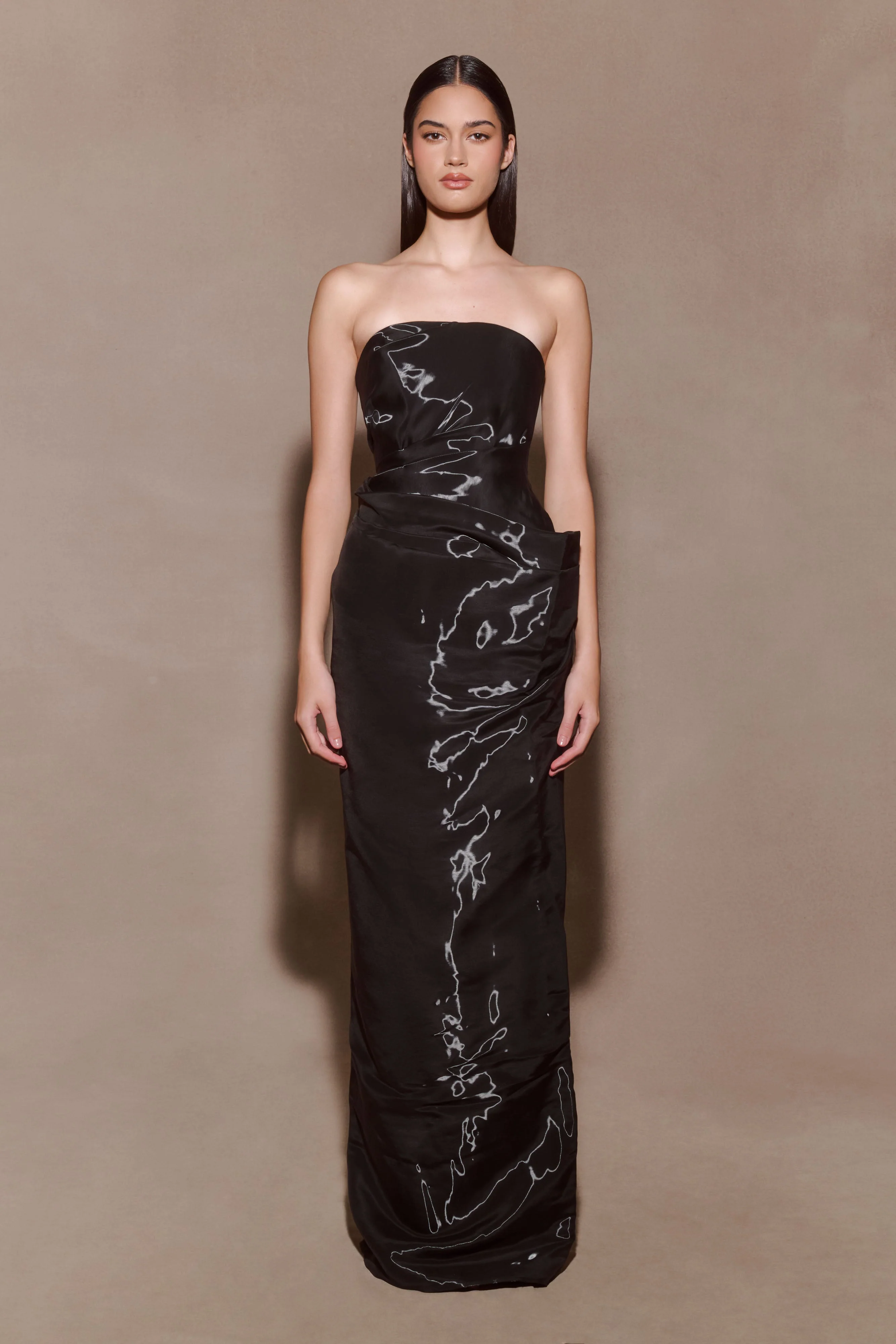 Calliope Strapless Organza Maxi Dress - Black
