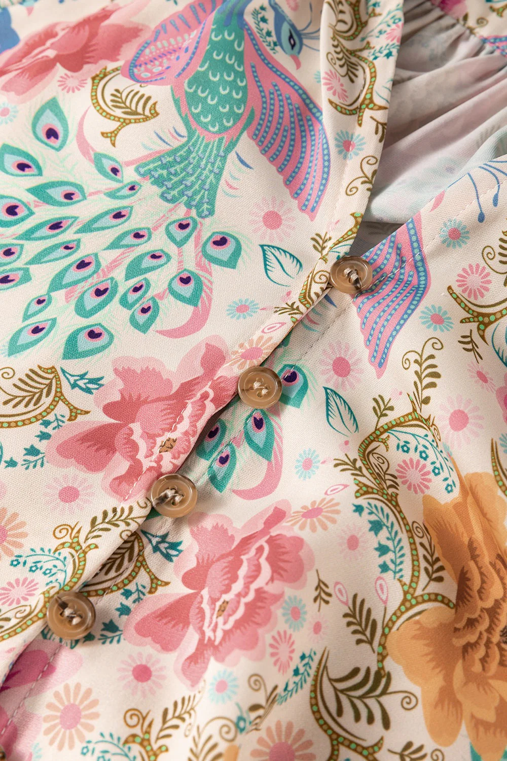 Sophie Paris | Robe à col cranté imprimée avec manches lanterne
