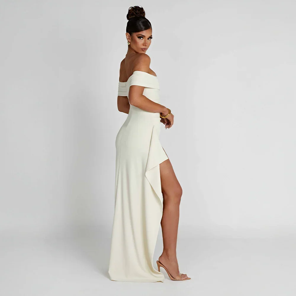 Robe Maxi Fendue Épaules Dénudées