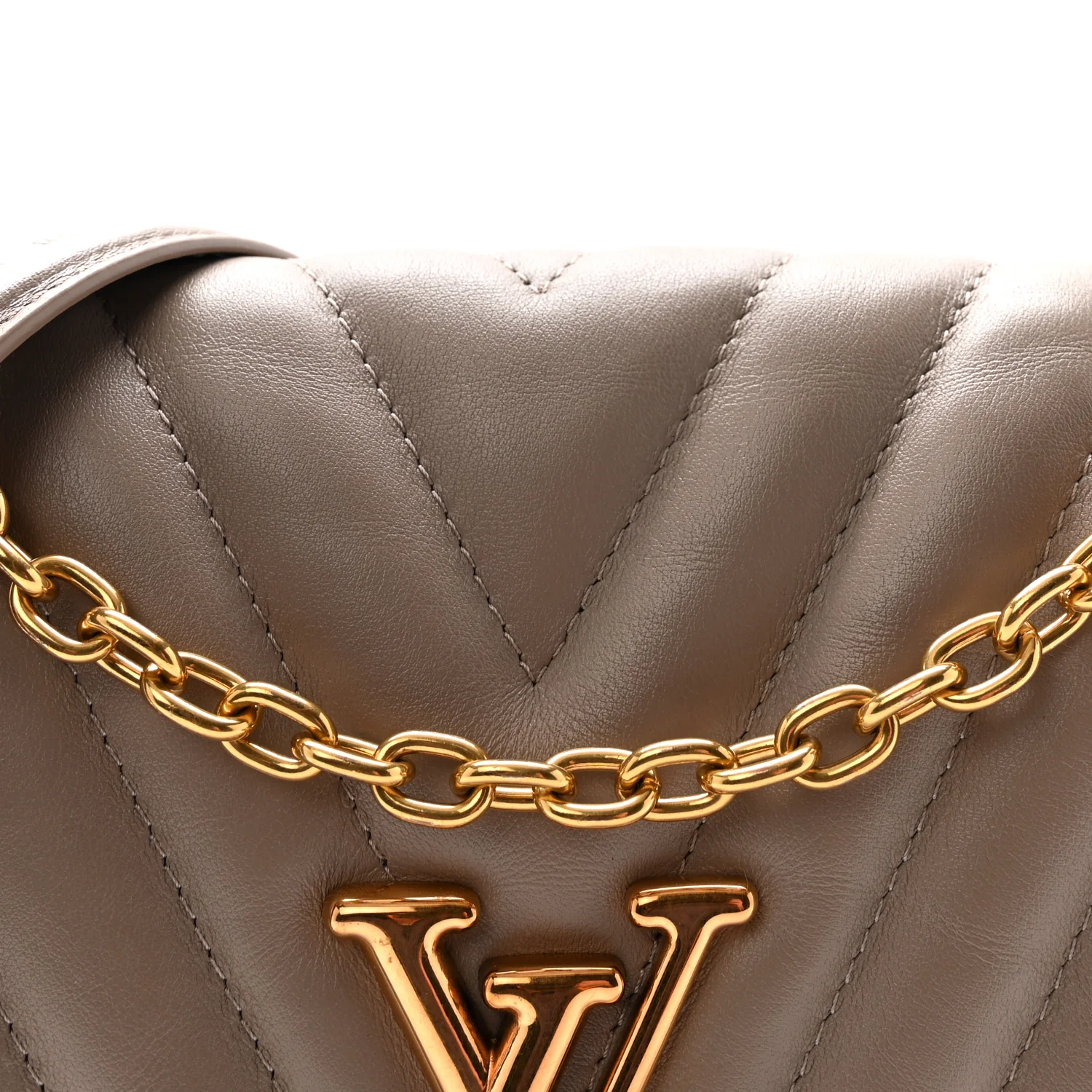 Calfskin LV New Wave Chain Bag Taupe