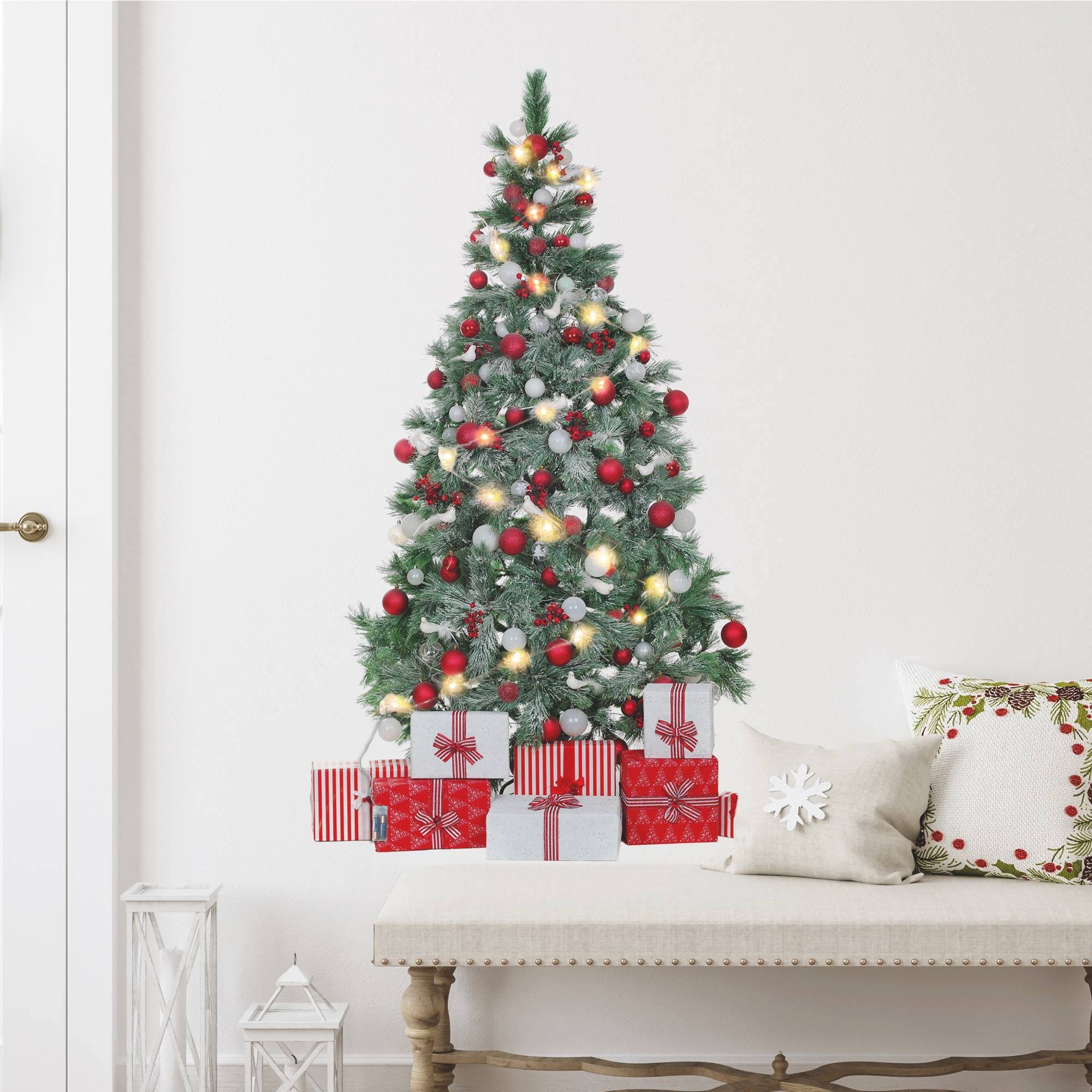 RoomMates RMK4838GM Christmas Tree Giant Peel and Stick Wall Decals with String Lights