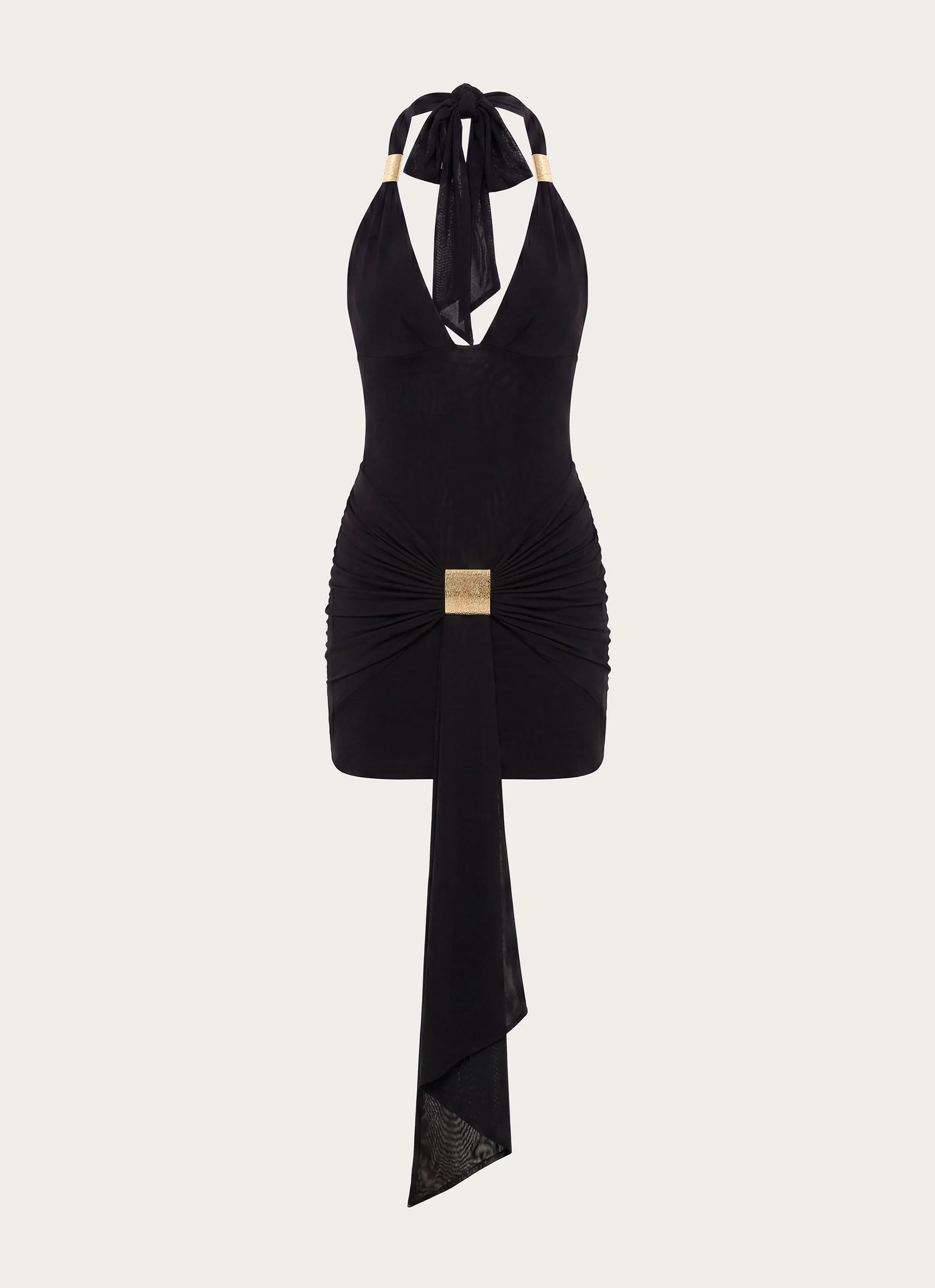 Miyah Halter Hardware Mini Dress - Black