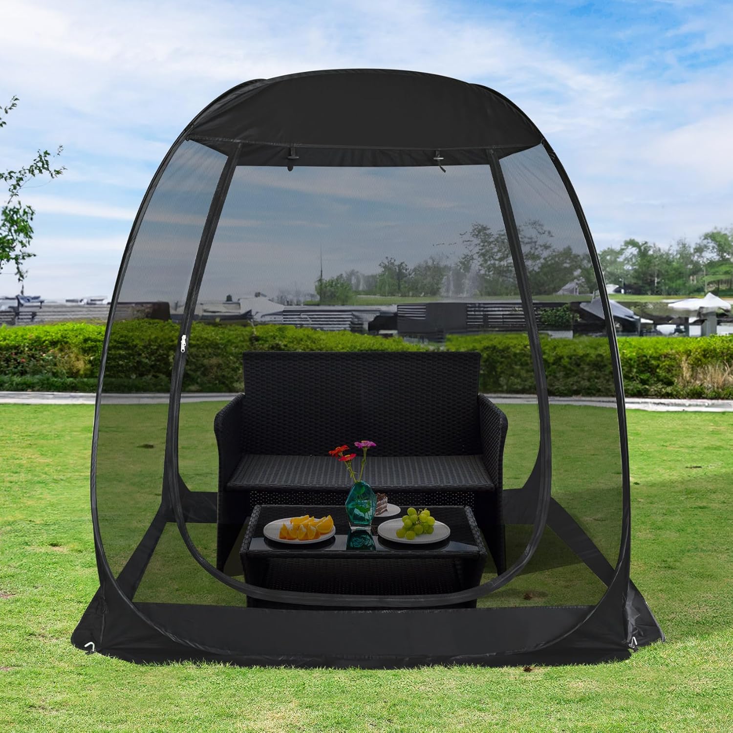 Gazebo pliant Alvantor avec moustiquaire, abri solaire instantané résistant aux UV pour terrasse et jardin, tente portable pour 2 à 10 personnes