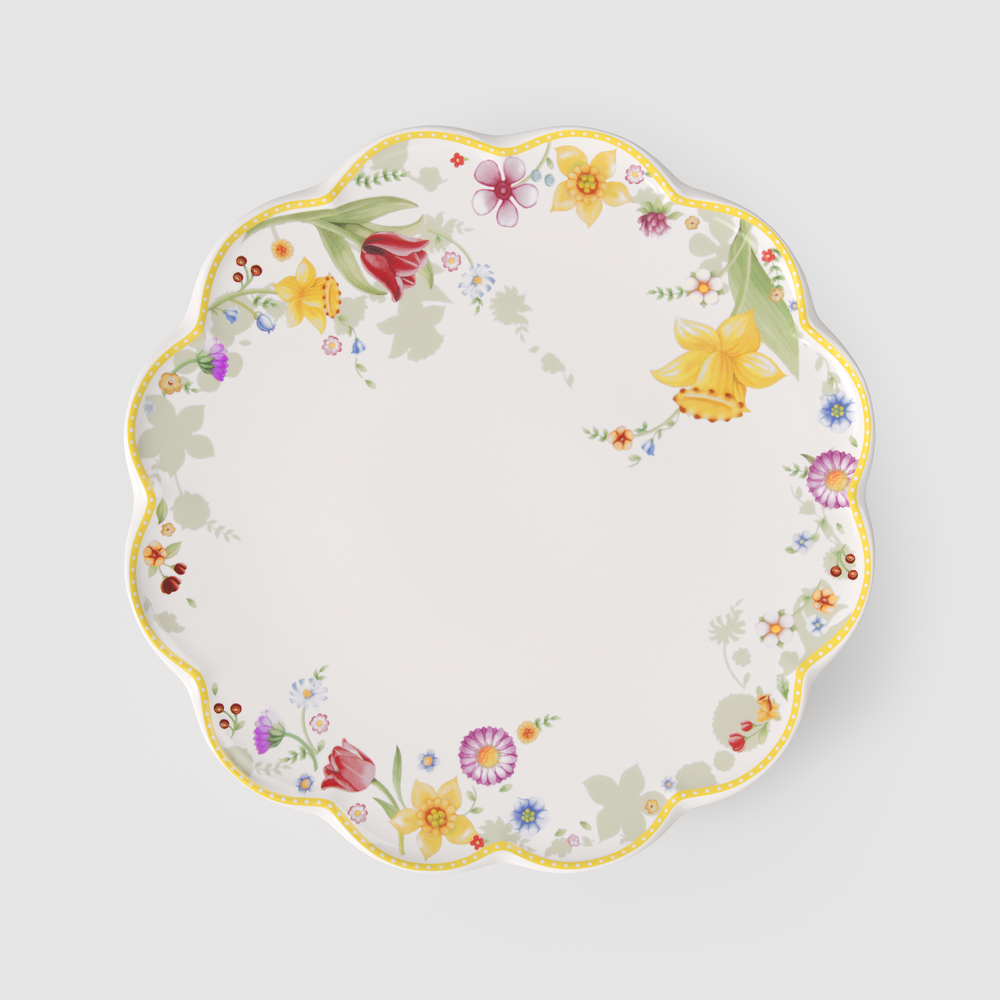 Spring Awakening Cake stand - Yellow, 13'', Premium Porcelain