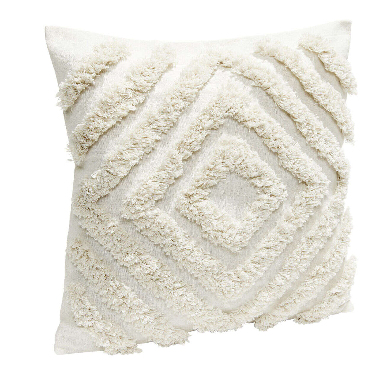 Housse de coussin carrée coton tufté beige 40x40cm