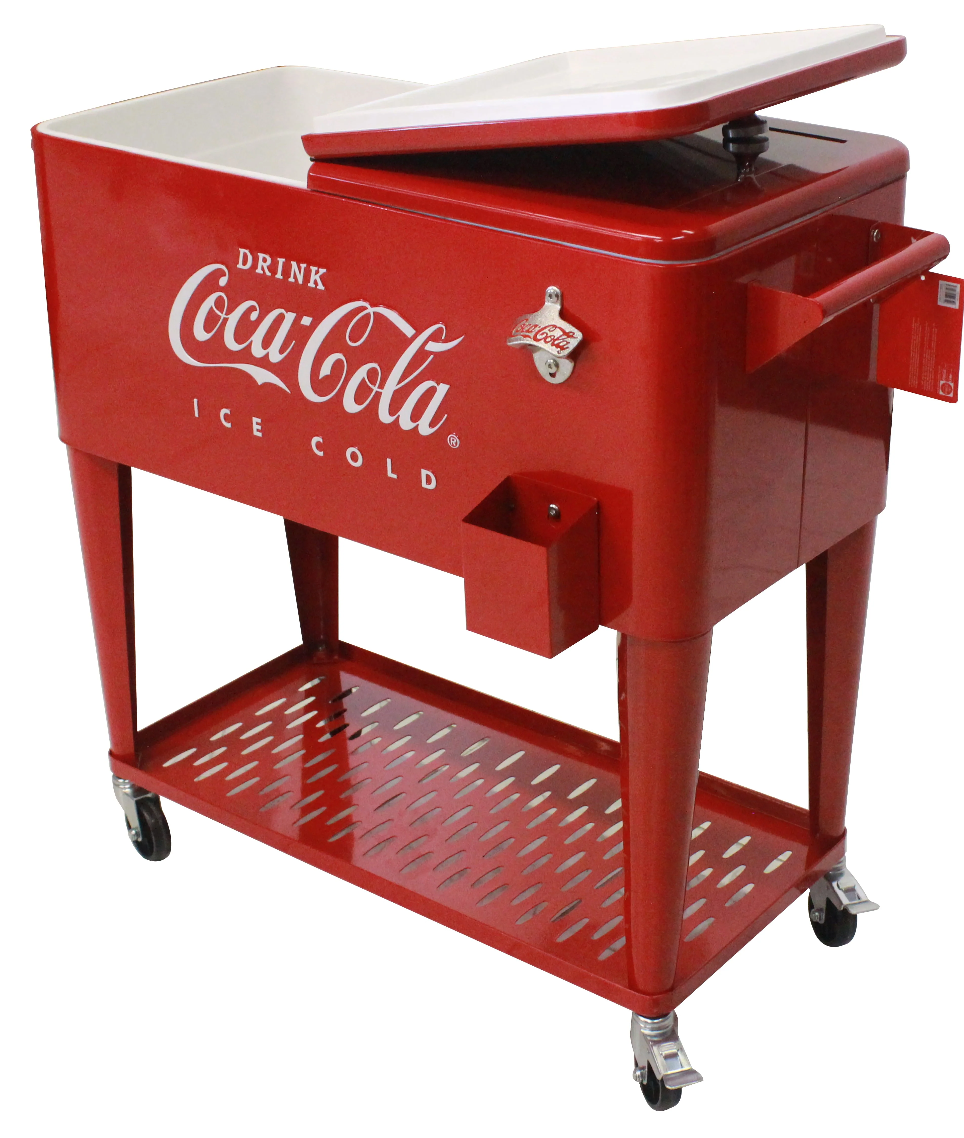 Leigh Country CP 98126 Metal 80 Qt Coca Cola Outdoor Patio Cooler with Tray Red Image 6