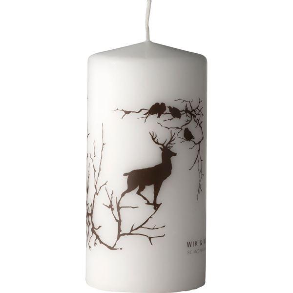 Alveskog kubbelys 14 cm hvit/brun