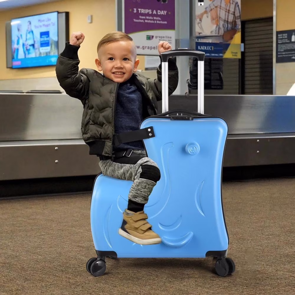 Kids Luggage, Kids Ride-on Luggage with Spinner Wheels Suitcase, Kid's Ride-On Suitcase Help Your Child Relax, Carry On Trolley Luggage with Password Lock, 20"(20 inches blue) - Image 5