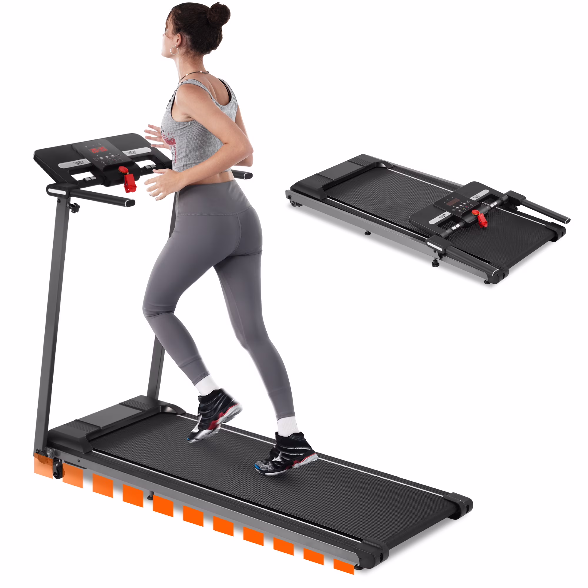 EUROCO 2.5HP Folding Treadmill with 7.5mph Speed, 265 lb Walking Exercise Treadmill with LED Display, 3 - Level Incline and 12 Preset Program for Home Office