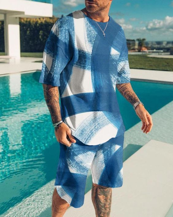 Costume short bleu tendance pour homme Suitmens