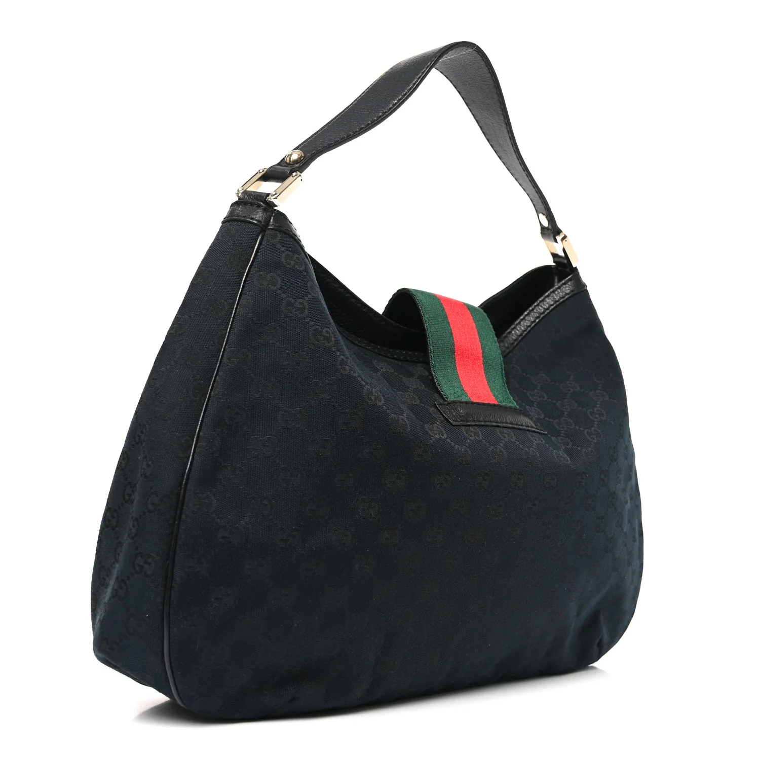 Monogram Large New Ladies Web Hobo Black