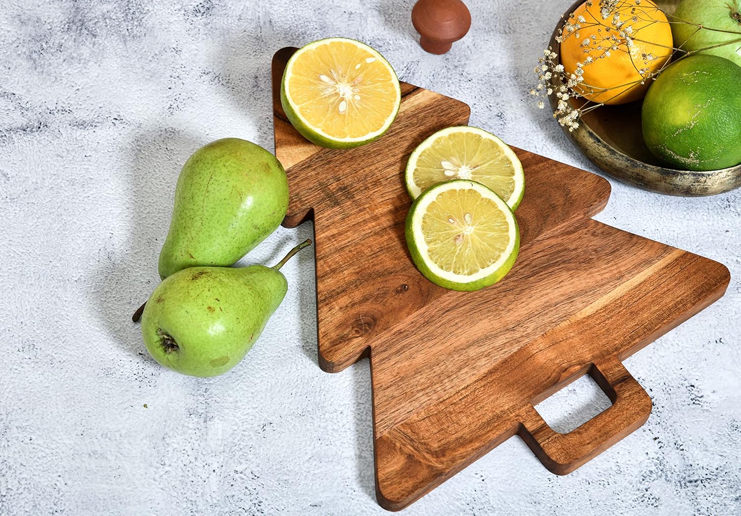 Christmas Kitchen Decoration Acacia Wood Chopping Block Christmas Tree Cutting Board