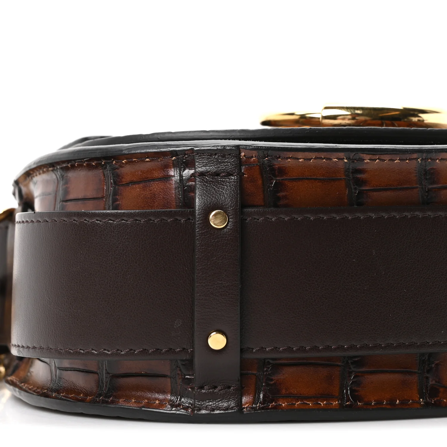 Calfskin Crocodile Embossed Small Tess Bag Dark Ebony
