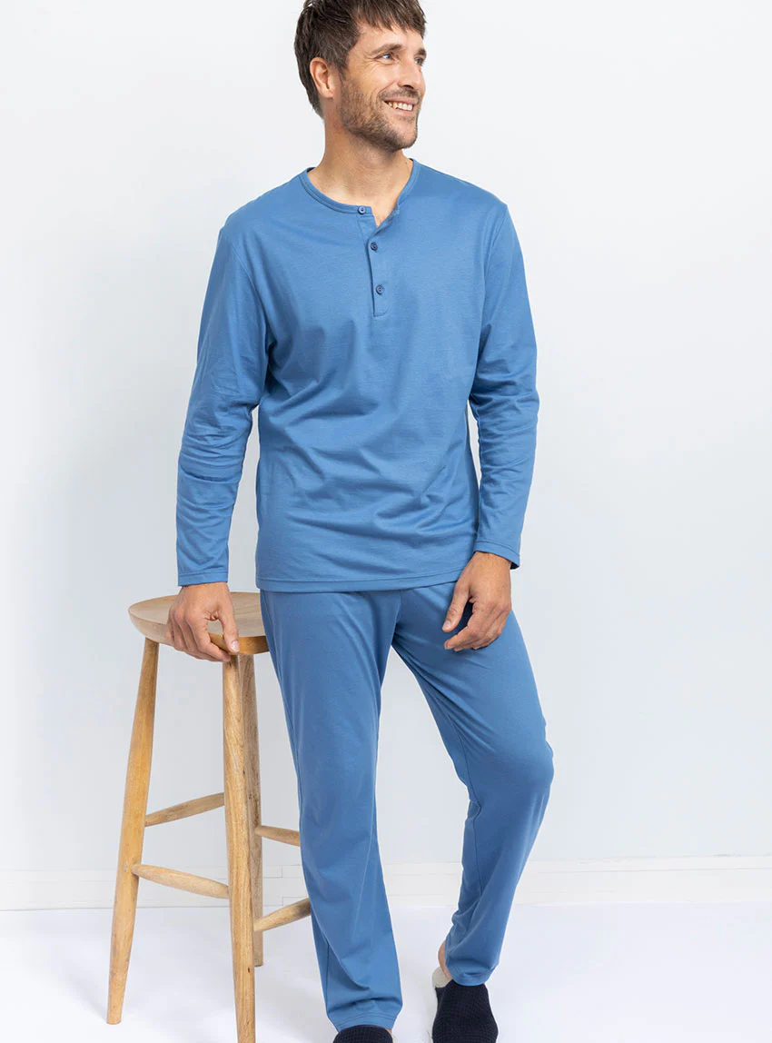 Pyjama homme en coton bleu