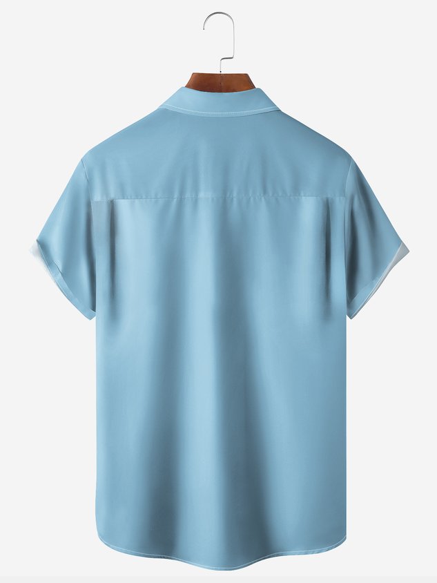 Chemise hawaïenne à manches courtes avec poche poitrine et motif flamant rose de Noël