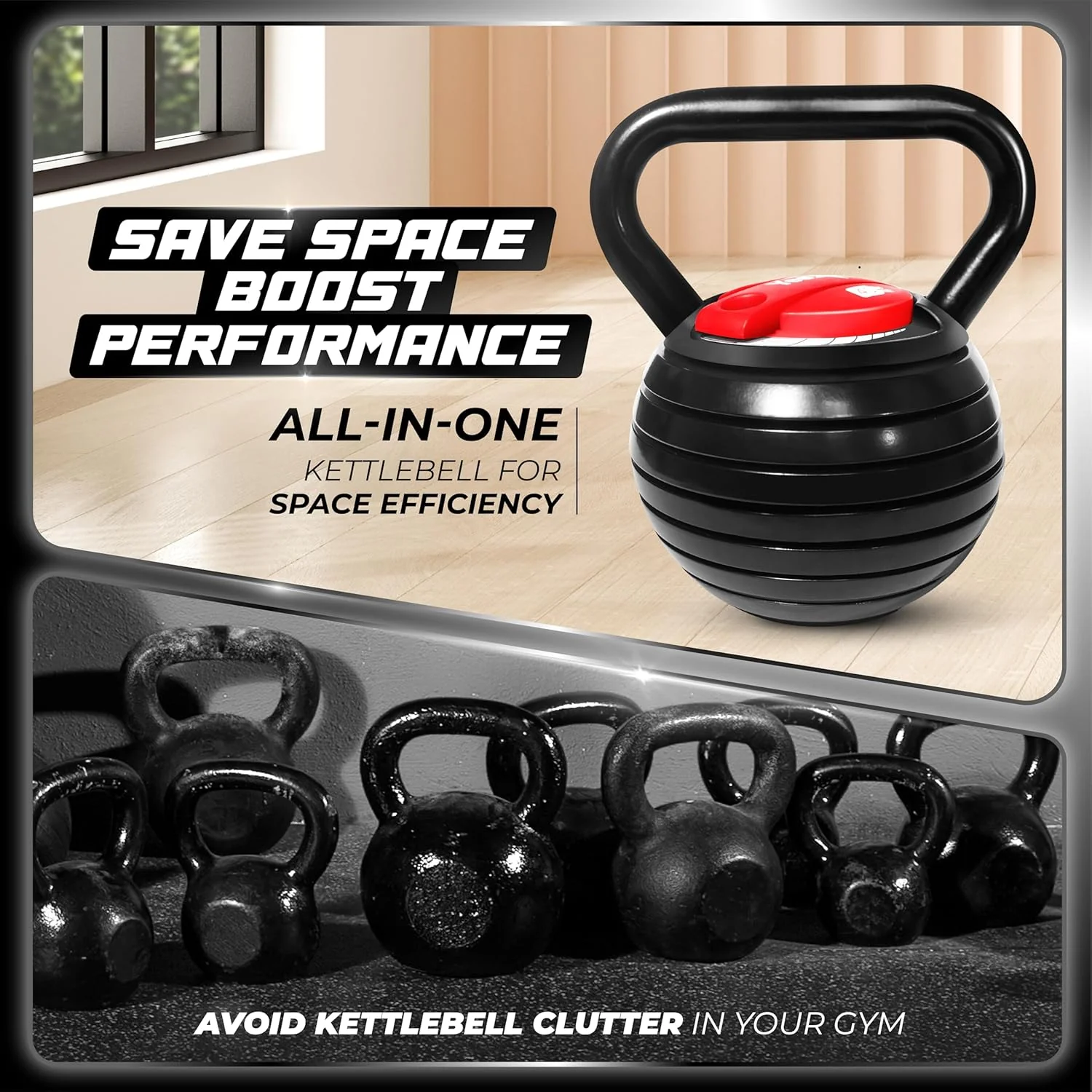 Ensemble de poids pour kettlebells réglables Yes4All : poignée, support et poignée.