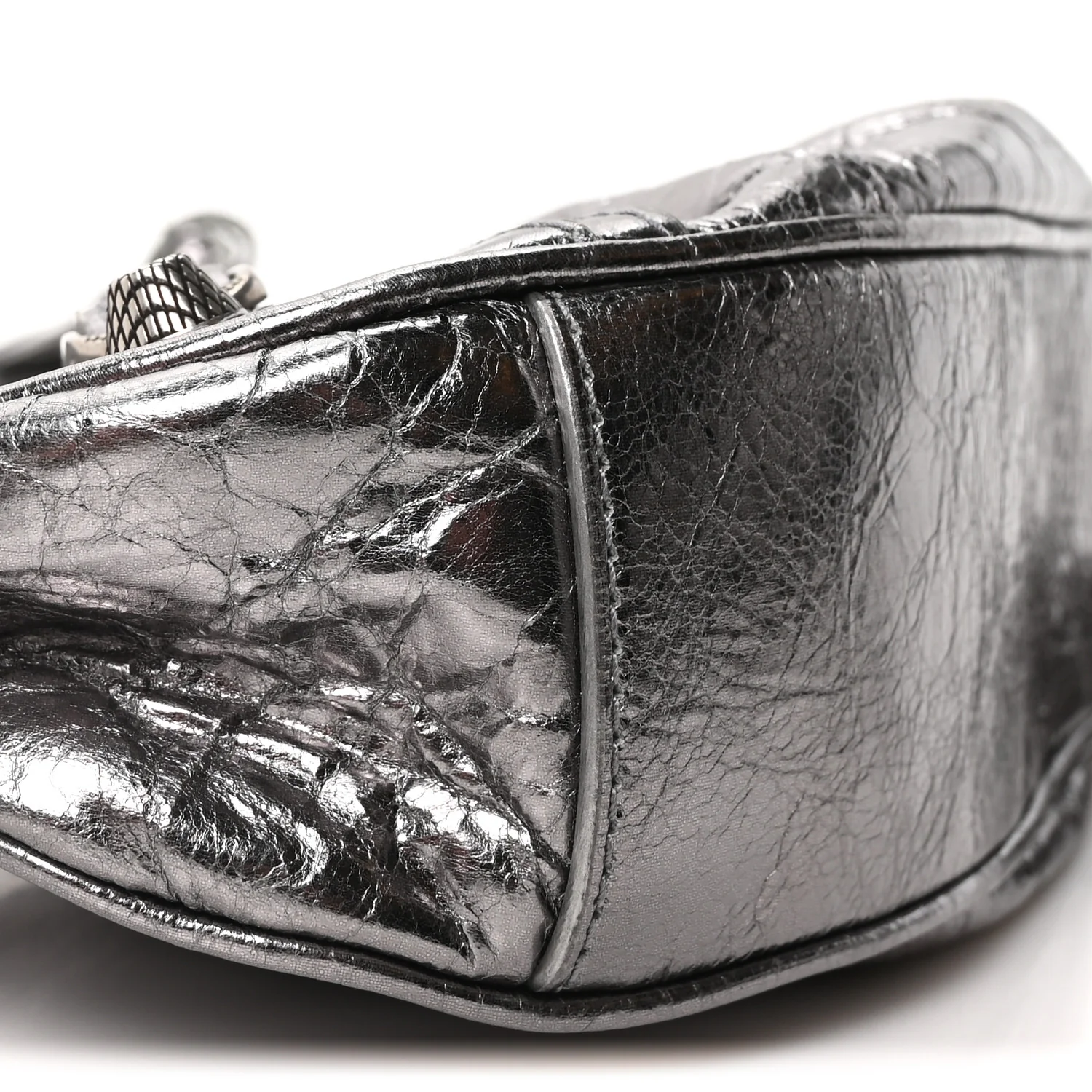 Metallic Agneau Arena Le Cagole Shoulder Bag XS Silver