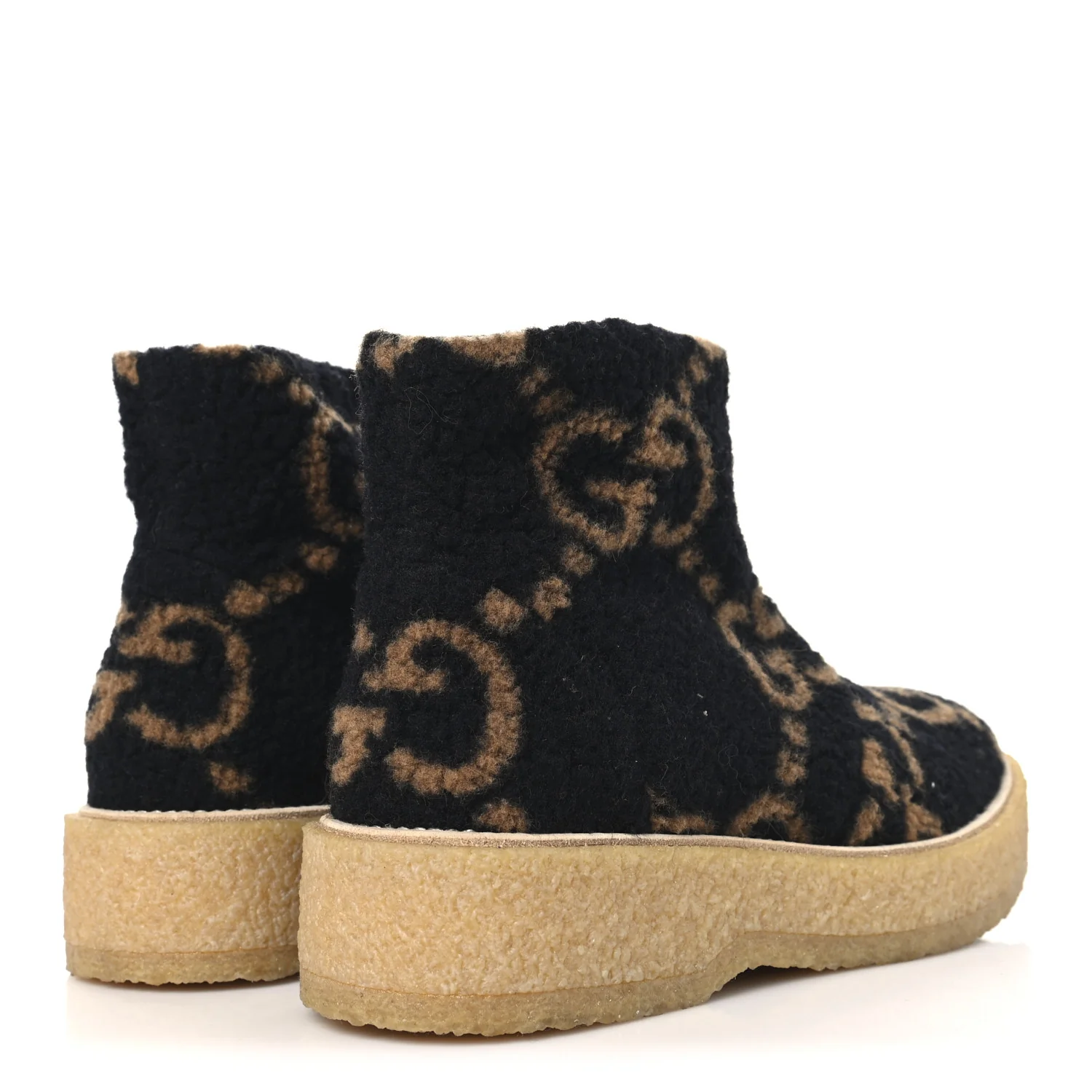 Faux Shearling Hooper GG Womens Ankle Boots 39 Black Natural Tan