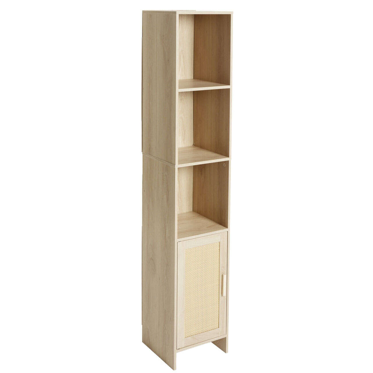 Colonne salle de bain en bois 3 niches 1 porte cannage 30xP30xH160cm