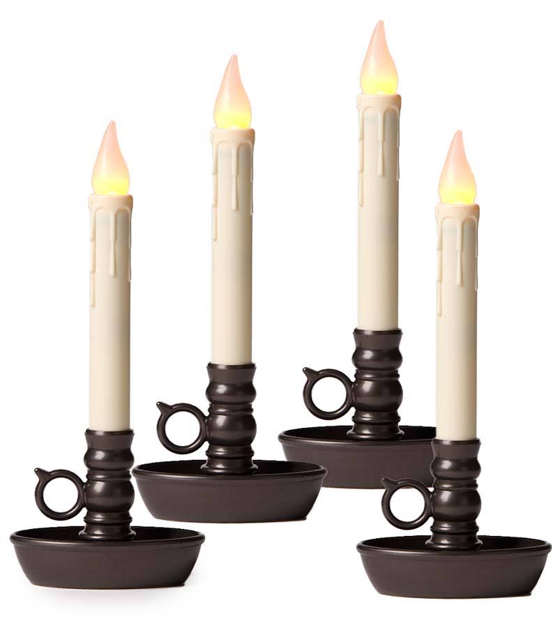 Battery-Operated LED Window Candles, 4-Pack, Bronze - Plow & Hearth