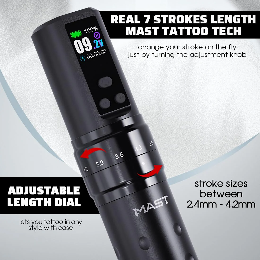 Fold2 Pro Wireless Rotary Pen Machine, Motor by Mcore, 7 Strokes Length, Tattoo Needles Cartridges, Black Ink for Tattoo Aritsts