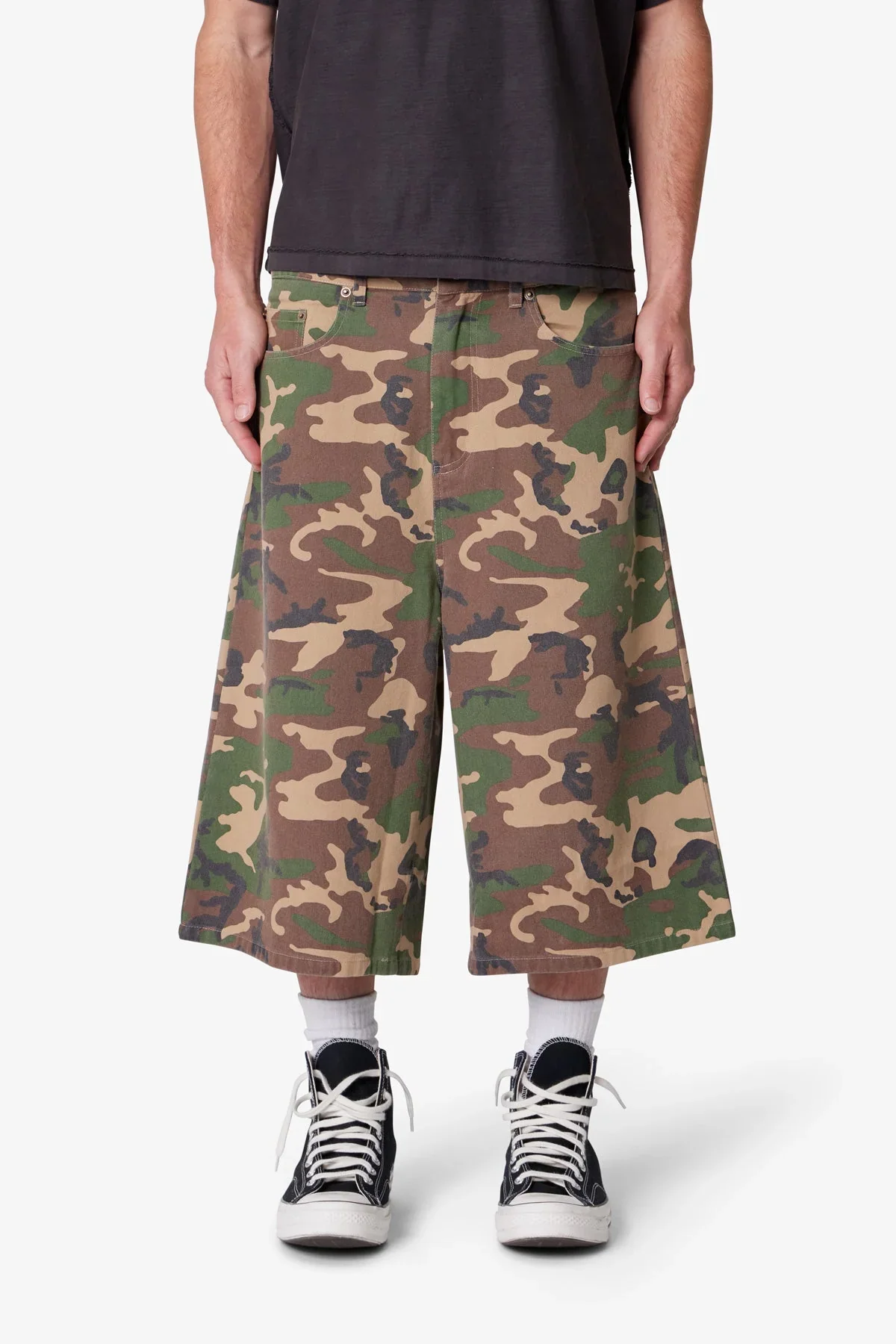 Ultra Baggy Camo Twill Shorts - Woodland Camo