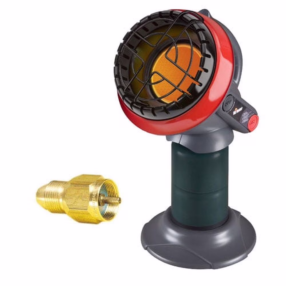F215100 MH4B "Little Buddy" 3800-BTU Indoor-Safe Propane Heater w/ Propane One Pound Tank Refill Adapter