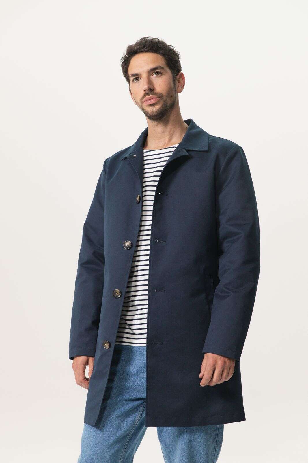 Donkerblauwe Mackintosh jas