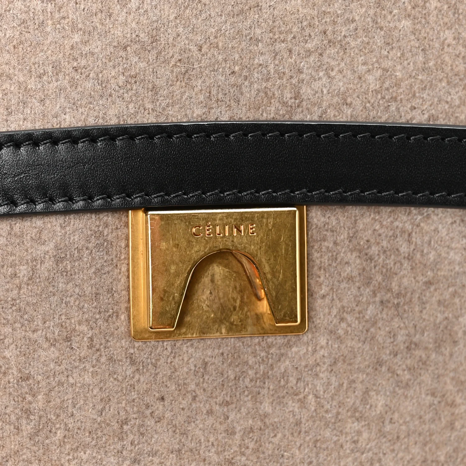 Felt Smooth Calfskin Mini Belt Bag Beige
