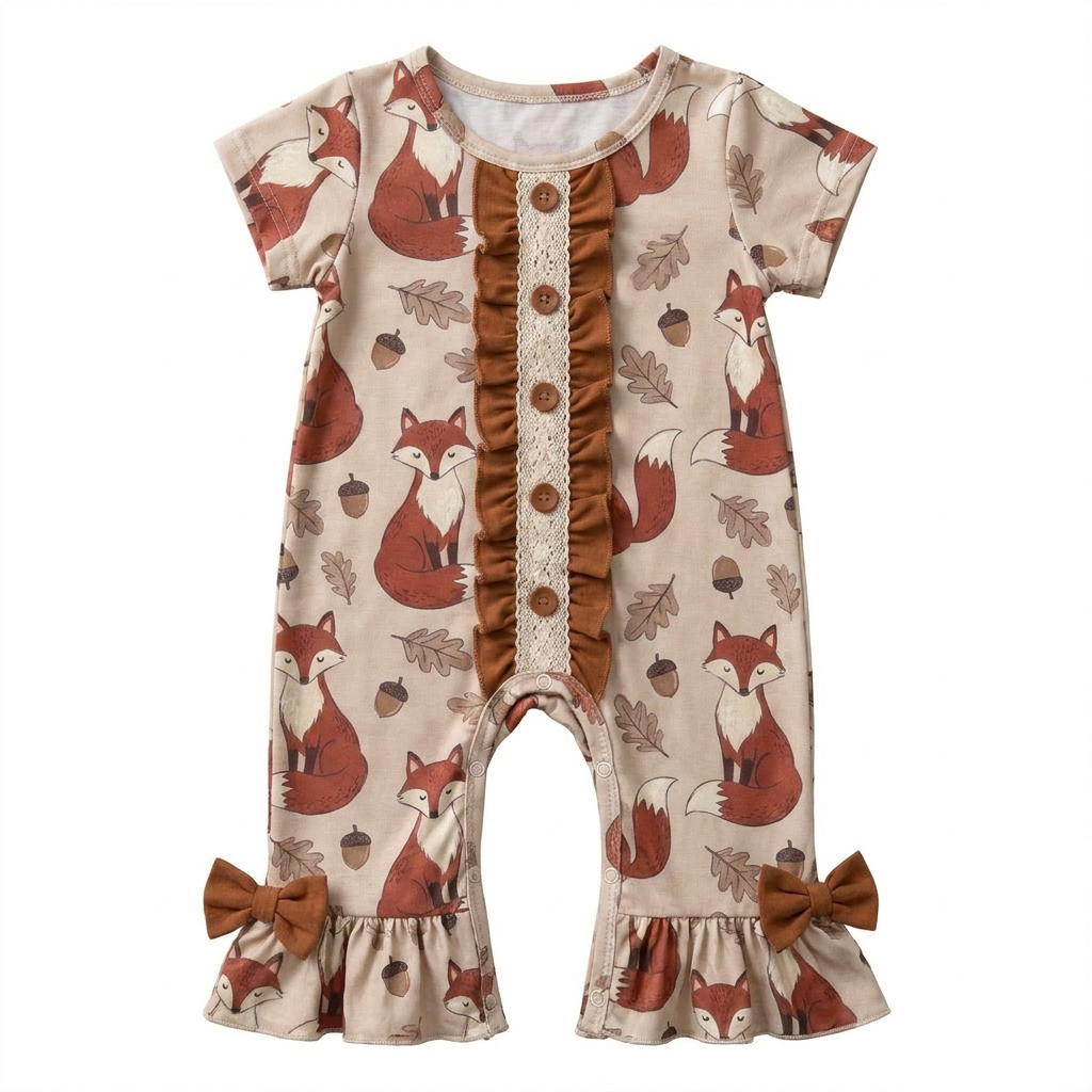 Cotton Cute Daisy Printed Romper Ruffle Bow Baby Girl Jumpsuit Bodysuit Beach Party Holiday Picnic