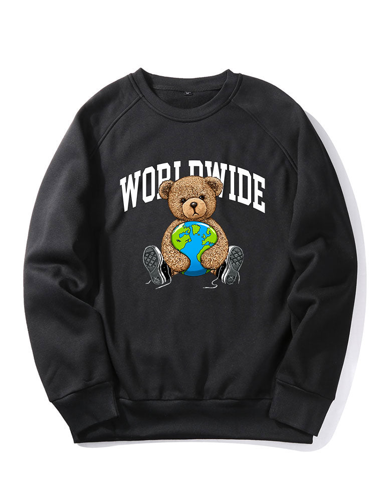 Sweat-shirt à manches raglan imprimé ours du monde entier