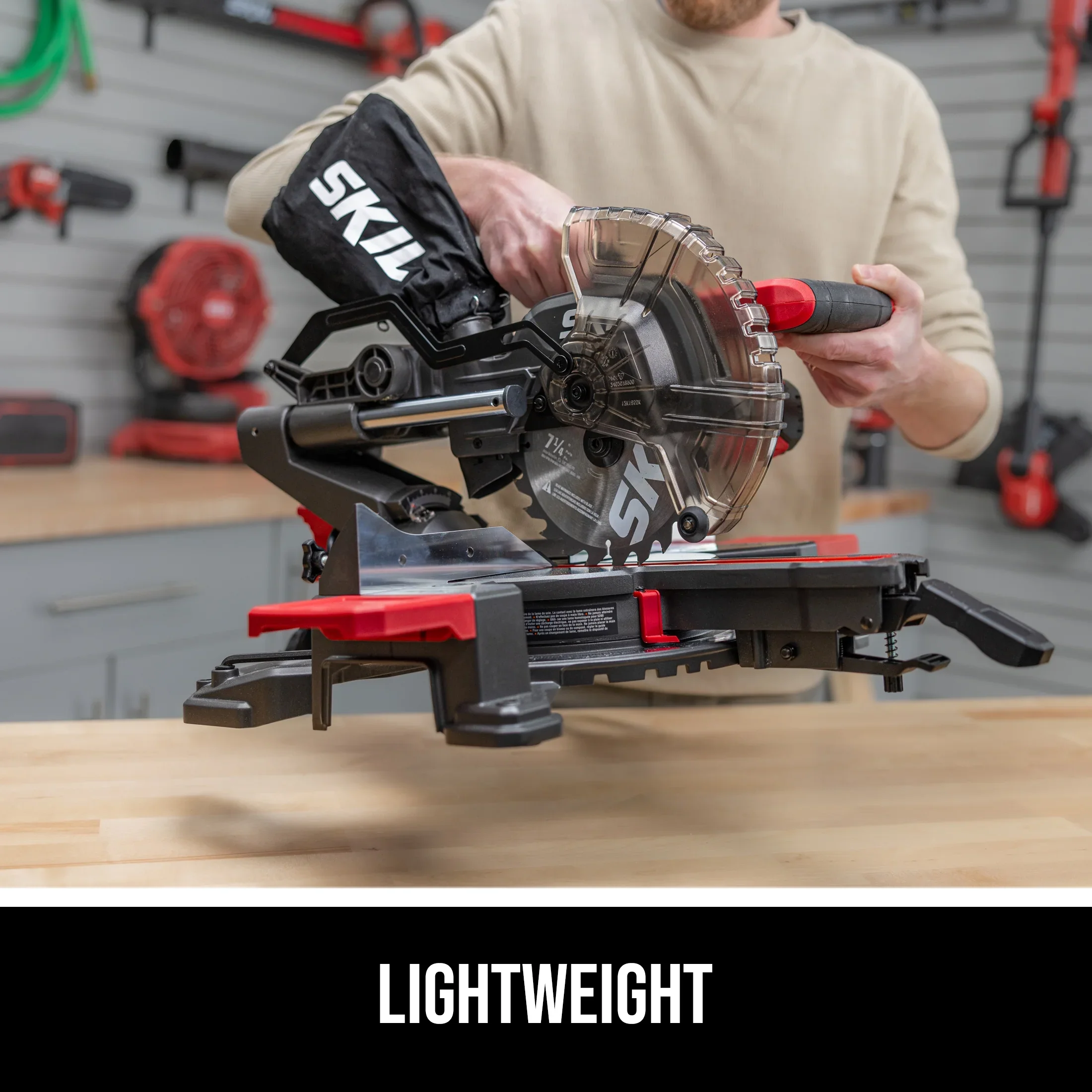 SKIL MS6316-00 10 Amp 7-1/4 Single Bevel Miter Saw with Compact Rail System & LED Shadow Line