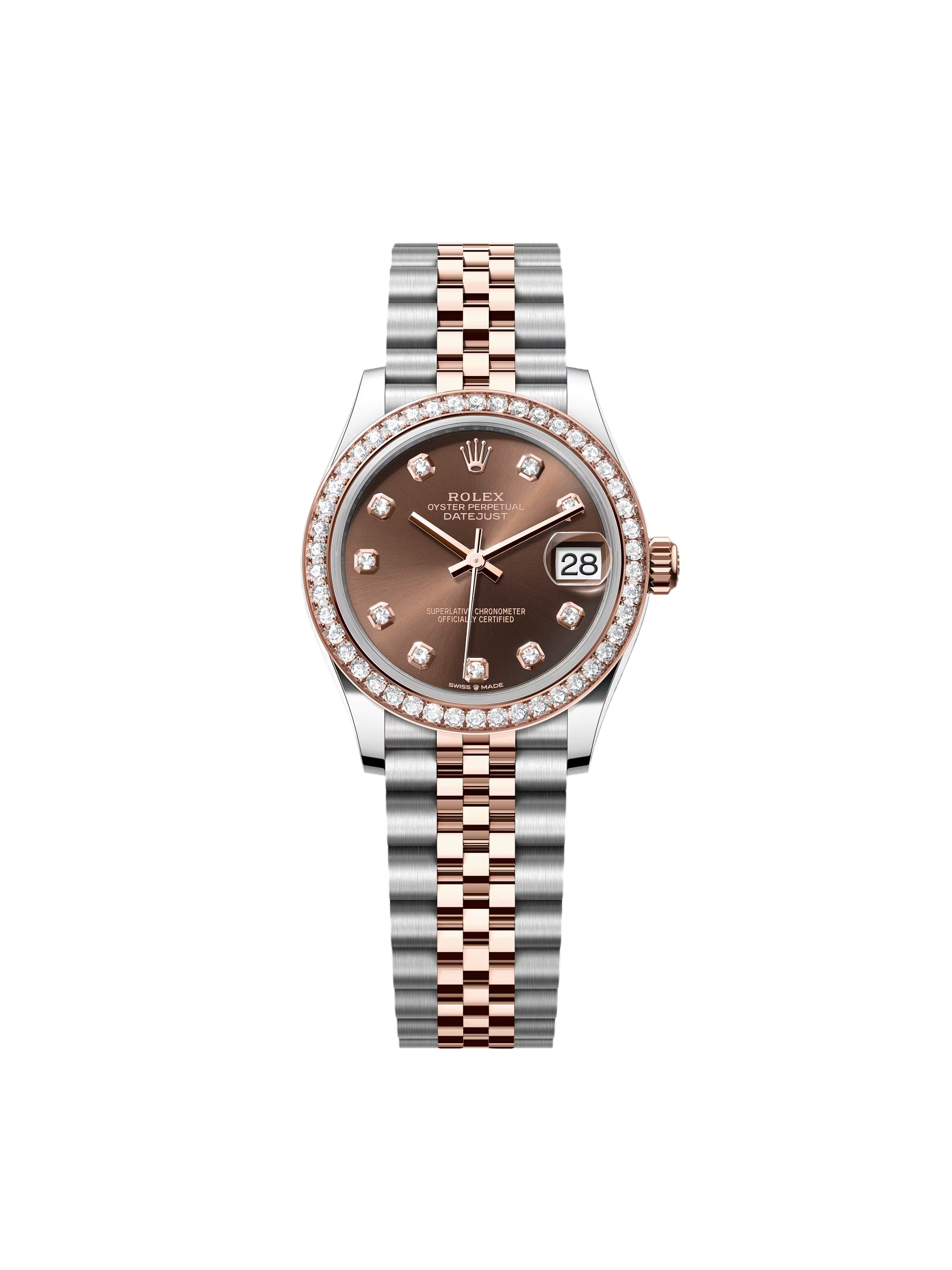 【Super Clone】RLX Datejust m278381-0027/0028 Chocolate Diamond 31mm Dial Diamond-Set Bezel and Oyster Bracelet Watch