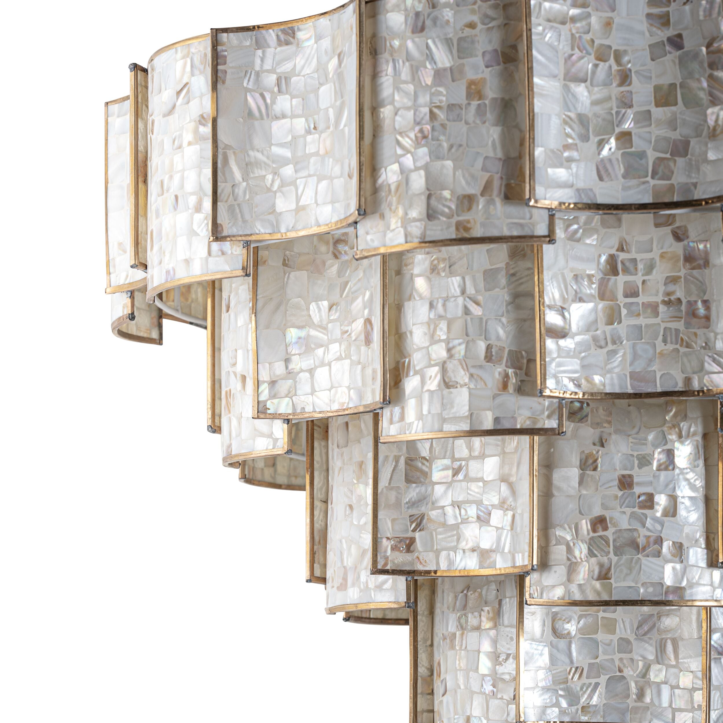 Seafoam 5 Tier Mother of Pearl Chandelier 77x65cm
