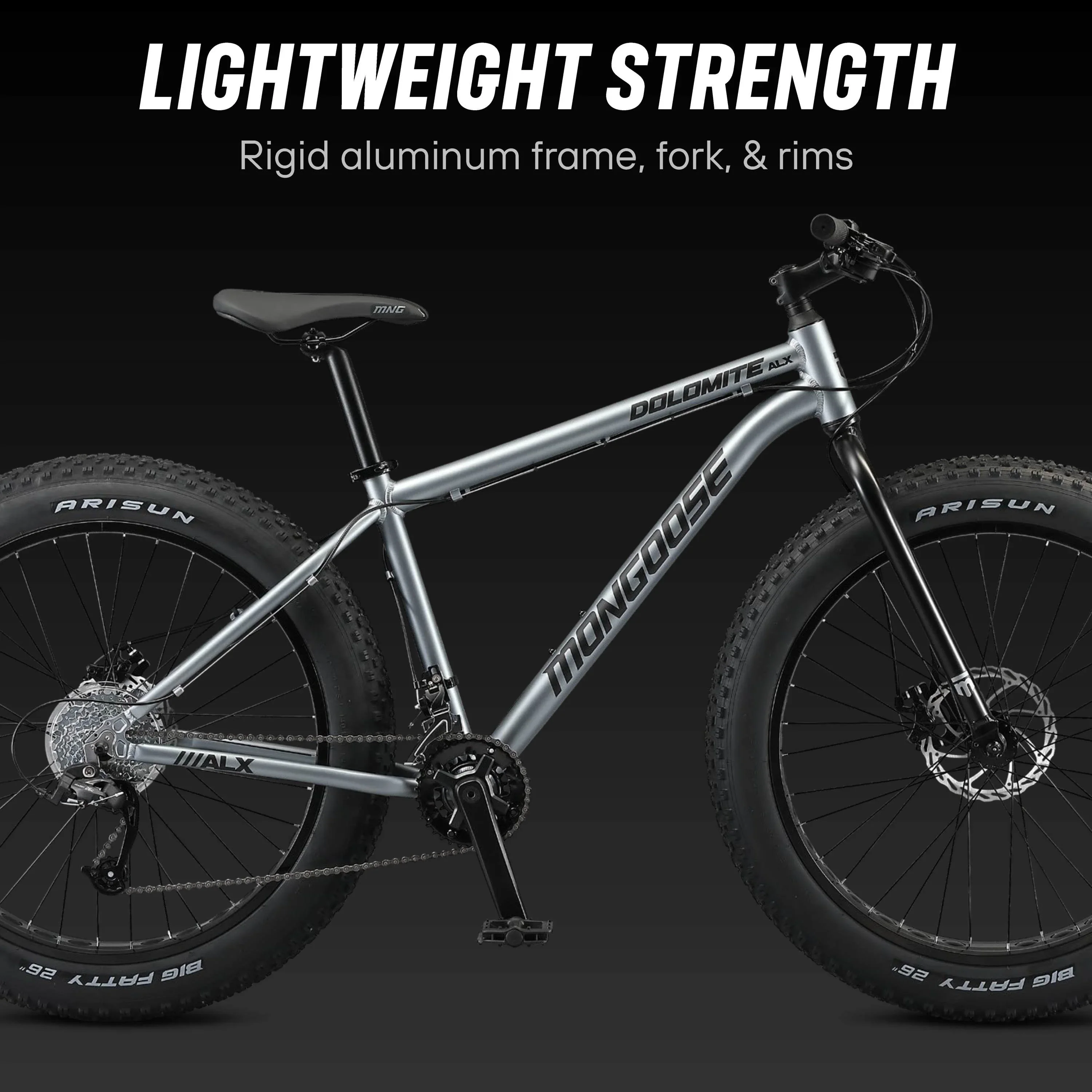 26 Mongoose Dolomite ALX Unisex Fat Tire Mountain Bike, Gray, Ages 12+
