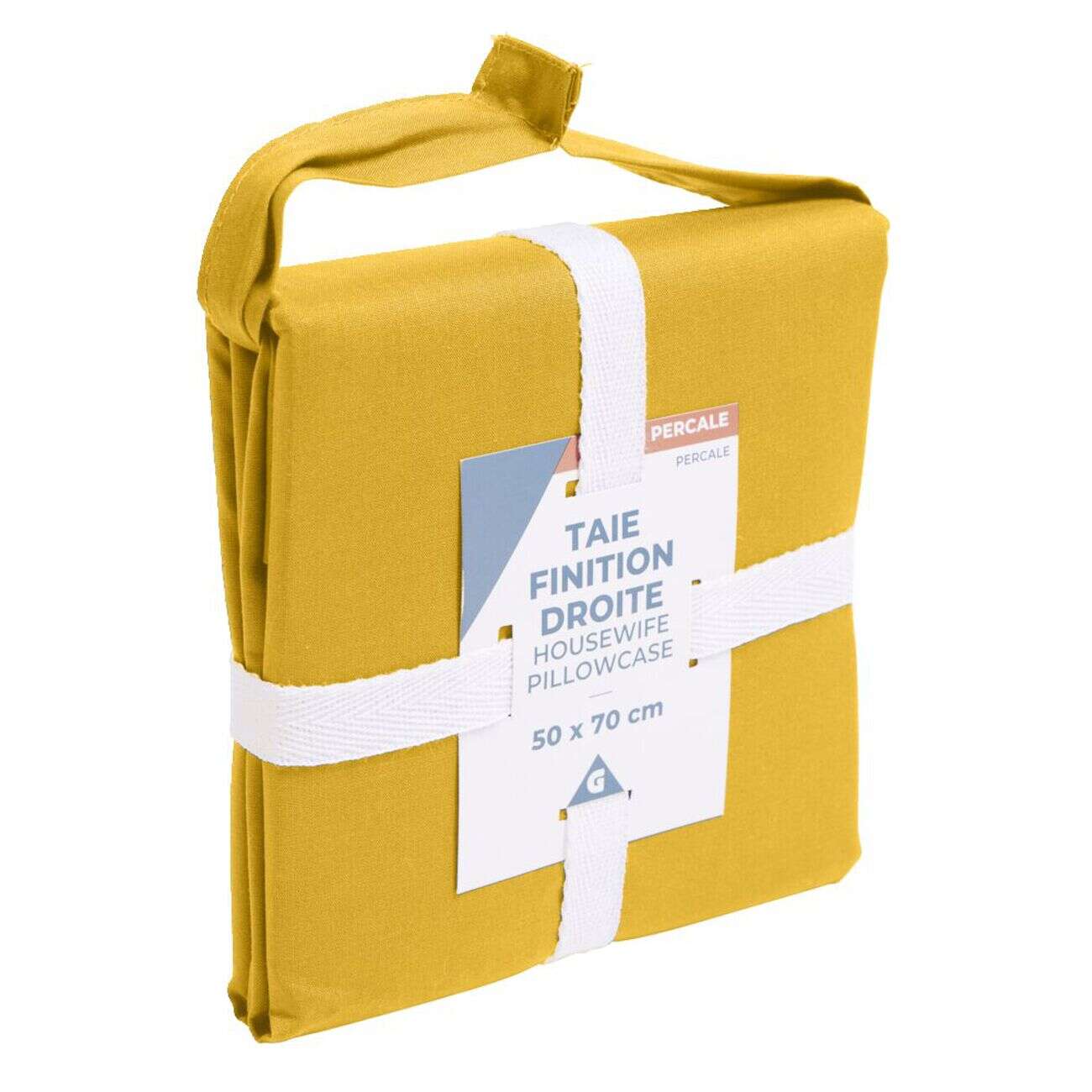 Taie d'oreiller 50x70cm 100% coton percale finition droite marron