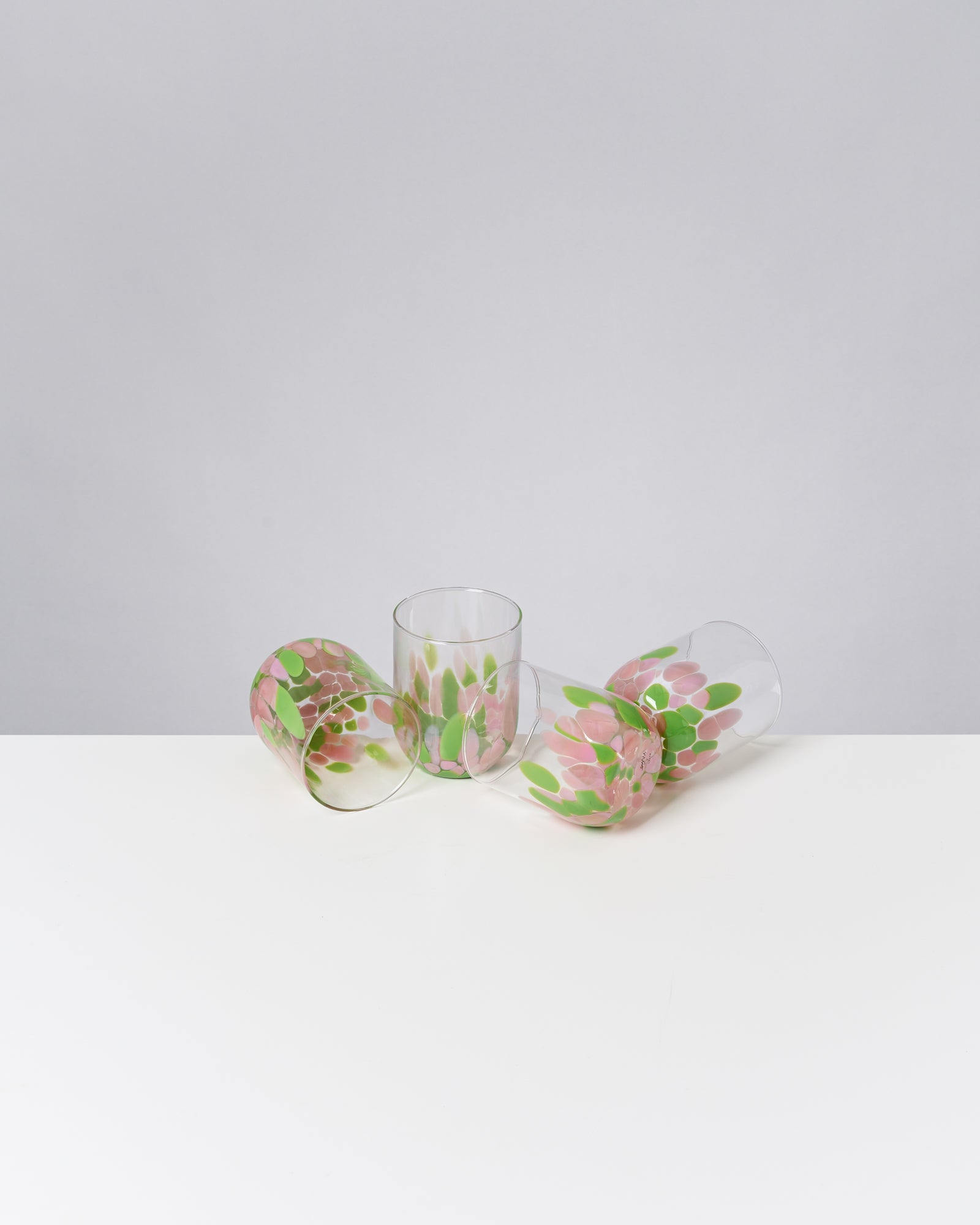 ALEGRIA - LARGE GLASS PINK GREEN SET OF 4