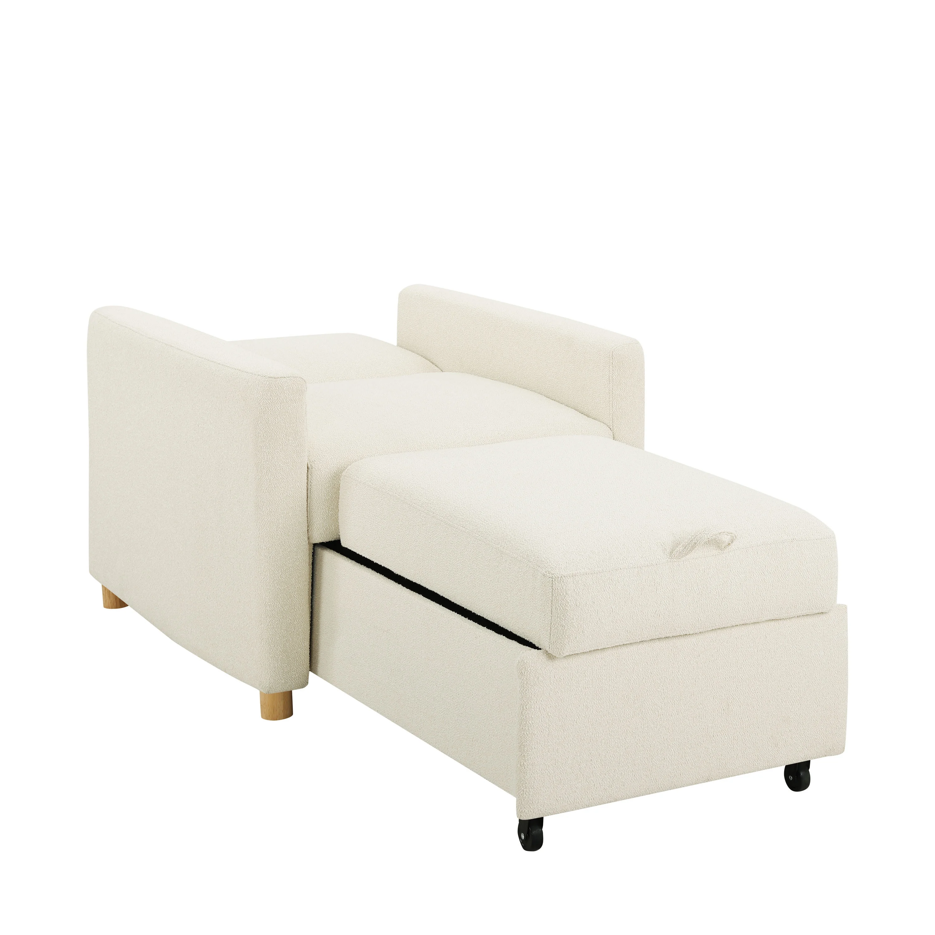 Carly Scandinavian Style Convertible Chair, Ivory Fabric(Ivory) - Image 6