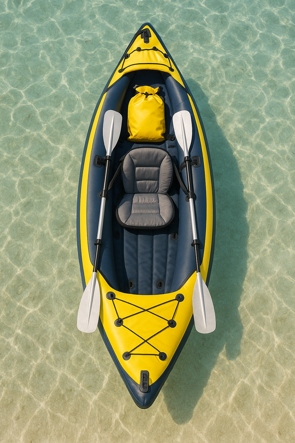 Enkelt oppustelig kajak med samlefunktion, gul/mrkegr PVC s-flod eventyr, 320x82x34cm fefRewM499qW