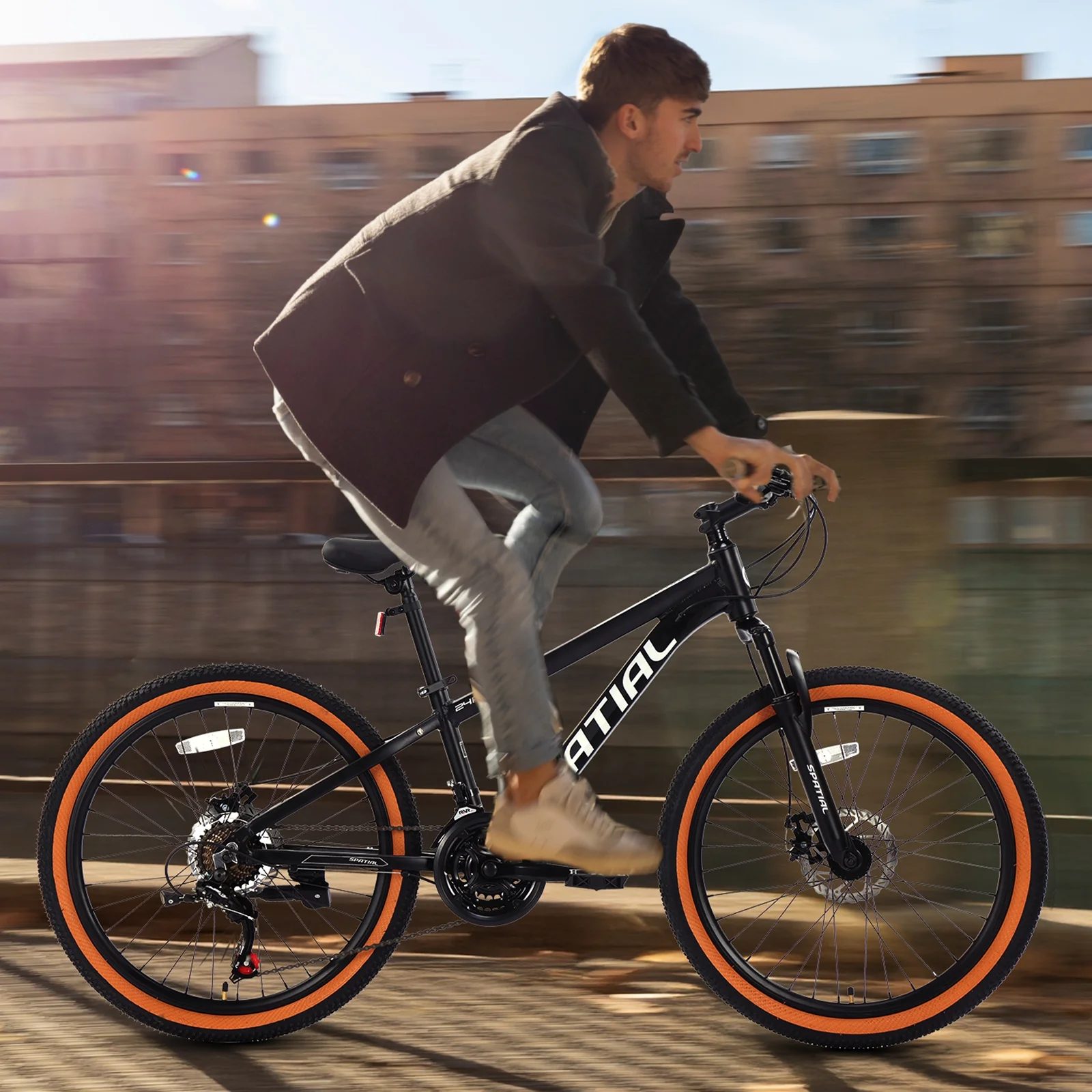 SPATIAL 24/26/27.5/29 in Mountain Bike, 8/21 Speed Lightweight Aluminum Magensium Frame Mountain Bicycle, Fits Men Women Teenagers Adult Disc Brake MTB Bicycle