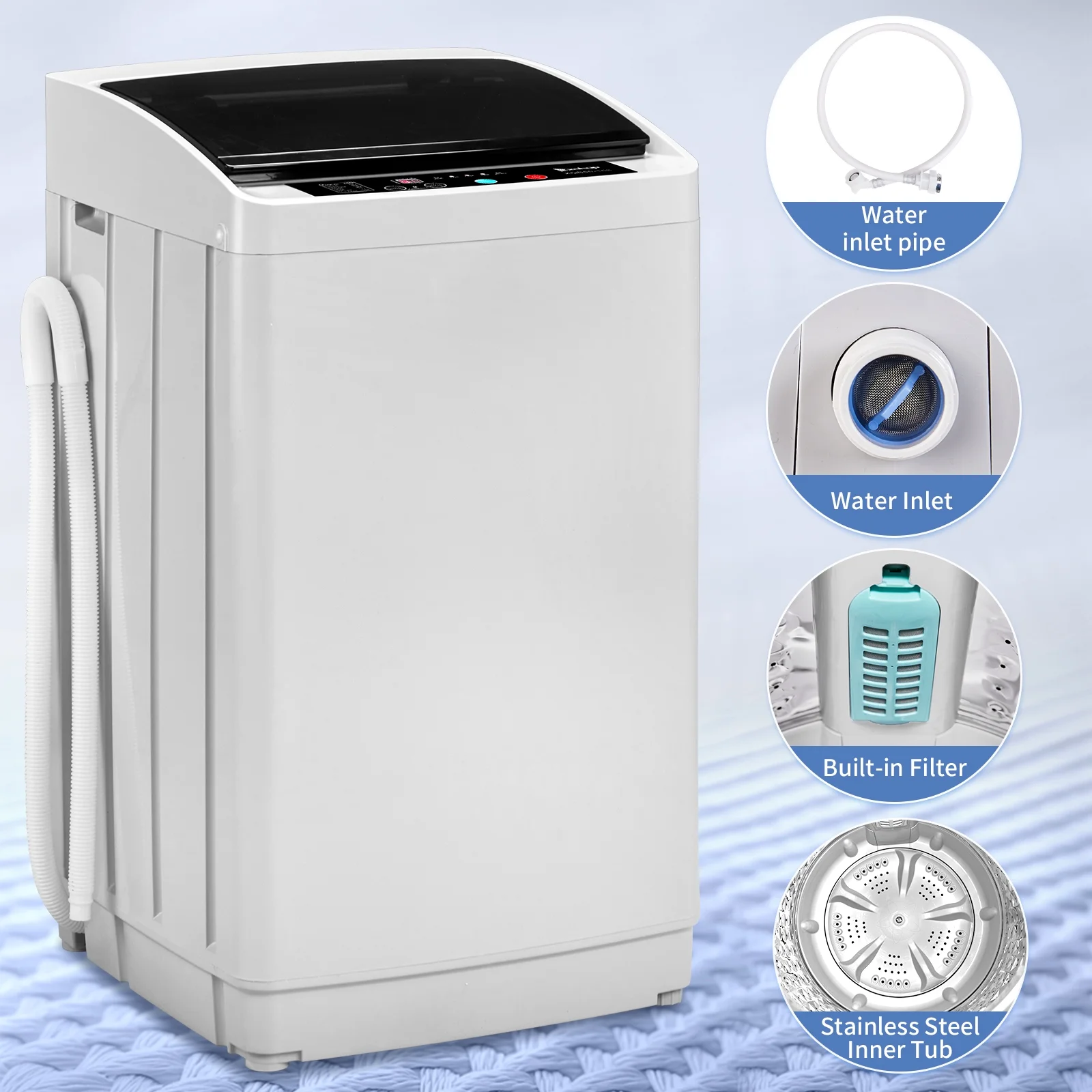 17.8lbs Portable Fully Automatic Washing Machine W/ Drain Pump(17.8lbs) - Image 6