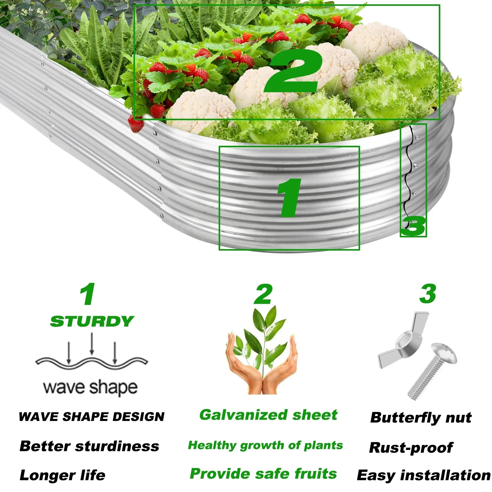 Galvanized Raised Garden Bed Kit 2Pack 8ft, Galvanized Planter Raised Garden Boxes Outdoor, Oval Metal Raised Garden Beds