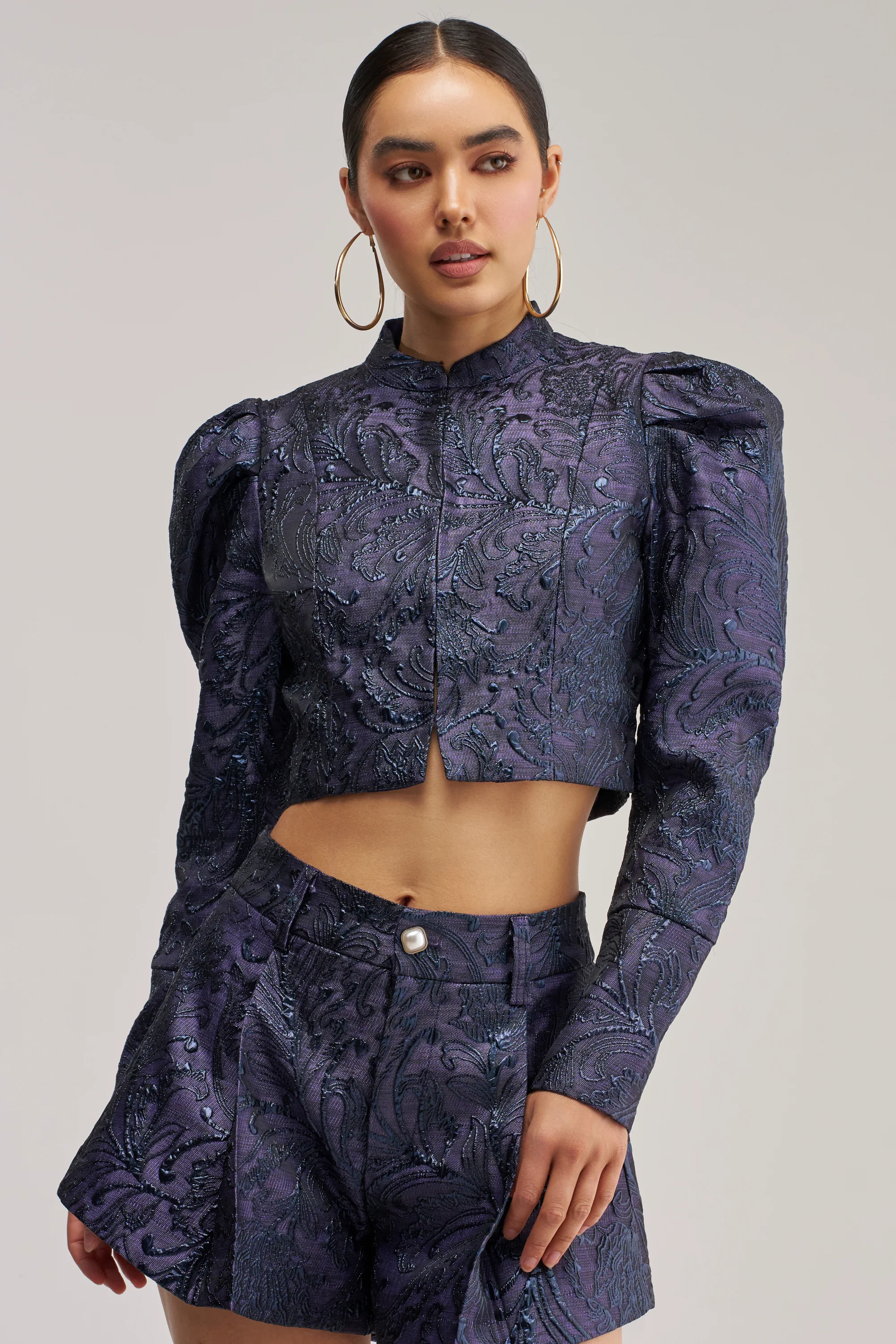 PENNY BROCADE BLAZER IN NAVY - Akira Store