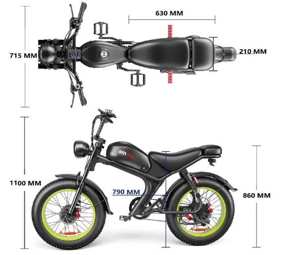 C93 Electric Bike Dual 2000W Motors Removable 23Ah Battery Up to 100 km Range 7-Speed Gears Hydrualic Brake 20" Wheels, Blue Color - Image 8